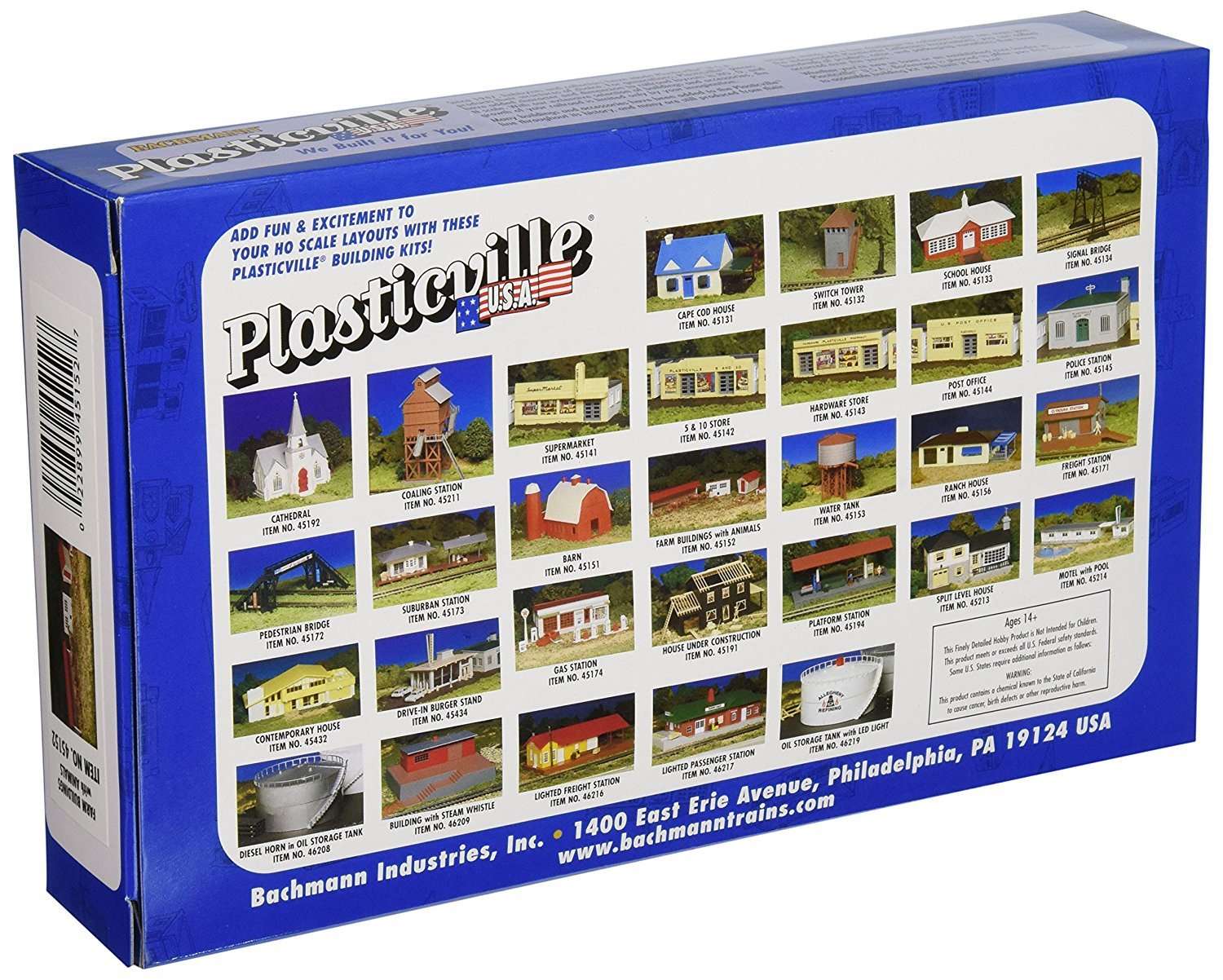 Bachmann Trains - PLASTICVILLE U.S.A. BUILDINGS – CLASSIC KITS - FARM BUILDINGS with ANIMALS - HO Scale 2
