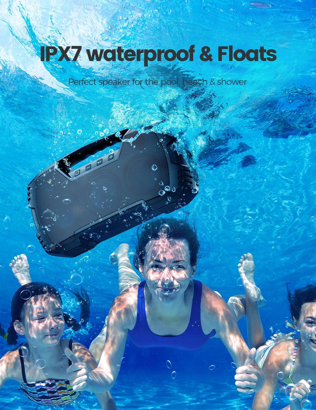 Portable Wireless Bluetooth Speaker, 40W Loud Sound IPX7 Waterproof Speaker, 32H Playtime, Rich Bass, Bluetooth 5.0, TWS Pairing, Built-in Mic, Outdoor Speaker for Home, Party, Pool, Beach-Green 3