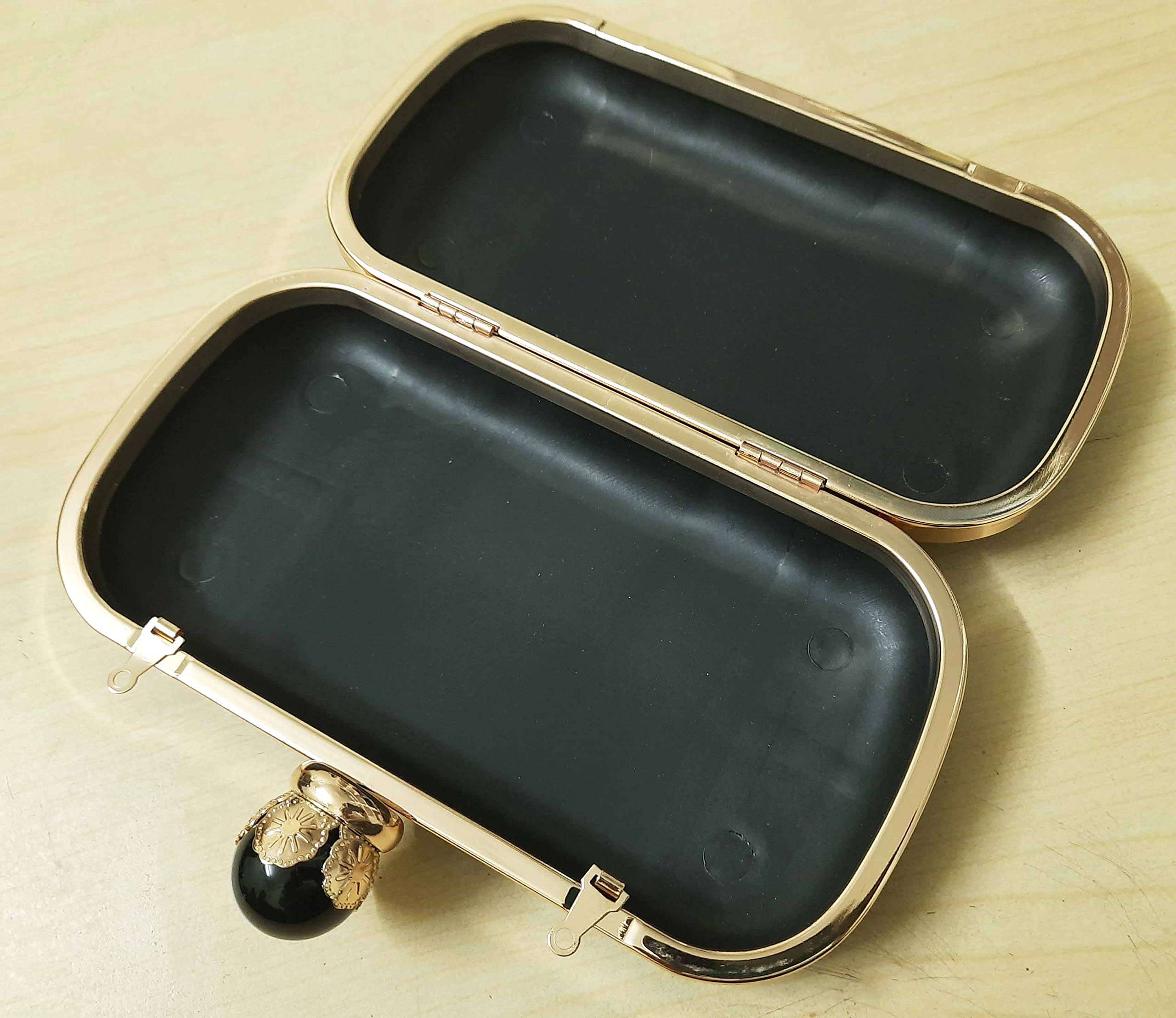 Tia Fiber Clutch/Purse Box Skeleton with Golden Outer Frame (Golden Rectangle Premium Frame-7x4in, 1Pc) 5