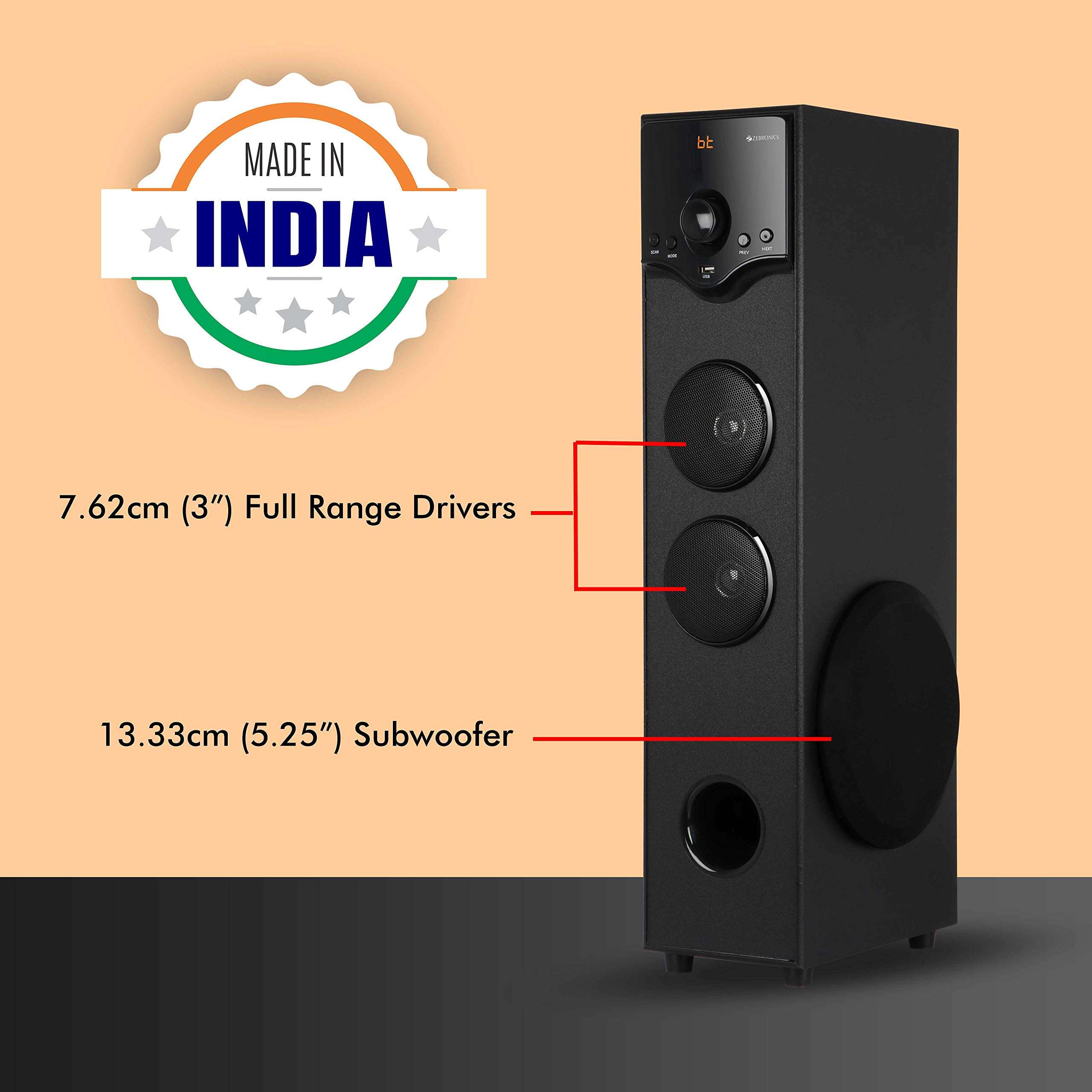 ZEBRONICS ZEB-BT460 RUF Subwoofer with Bluetooth Supporting, USB, FM, AUX and Remote Control (Black) 2