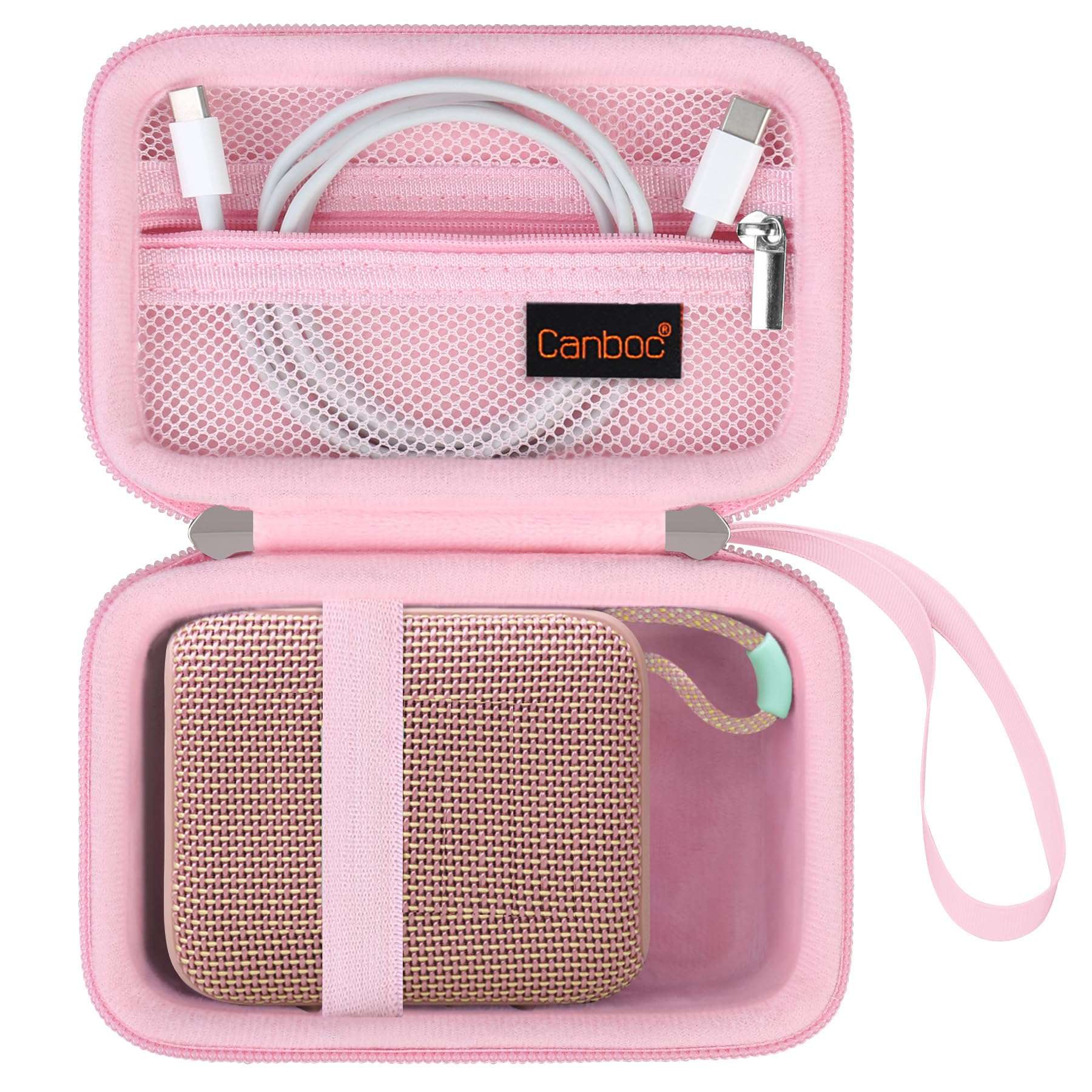 Canboc Carrying Case Compatible with JBL Go 4 Portable Bluetooth Speaker, Zipper Mesh Pocket fits USB Cable, Pink (Case Only) 1