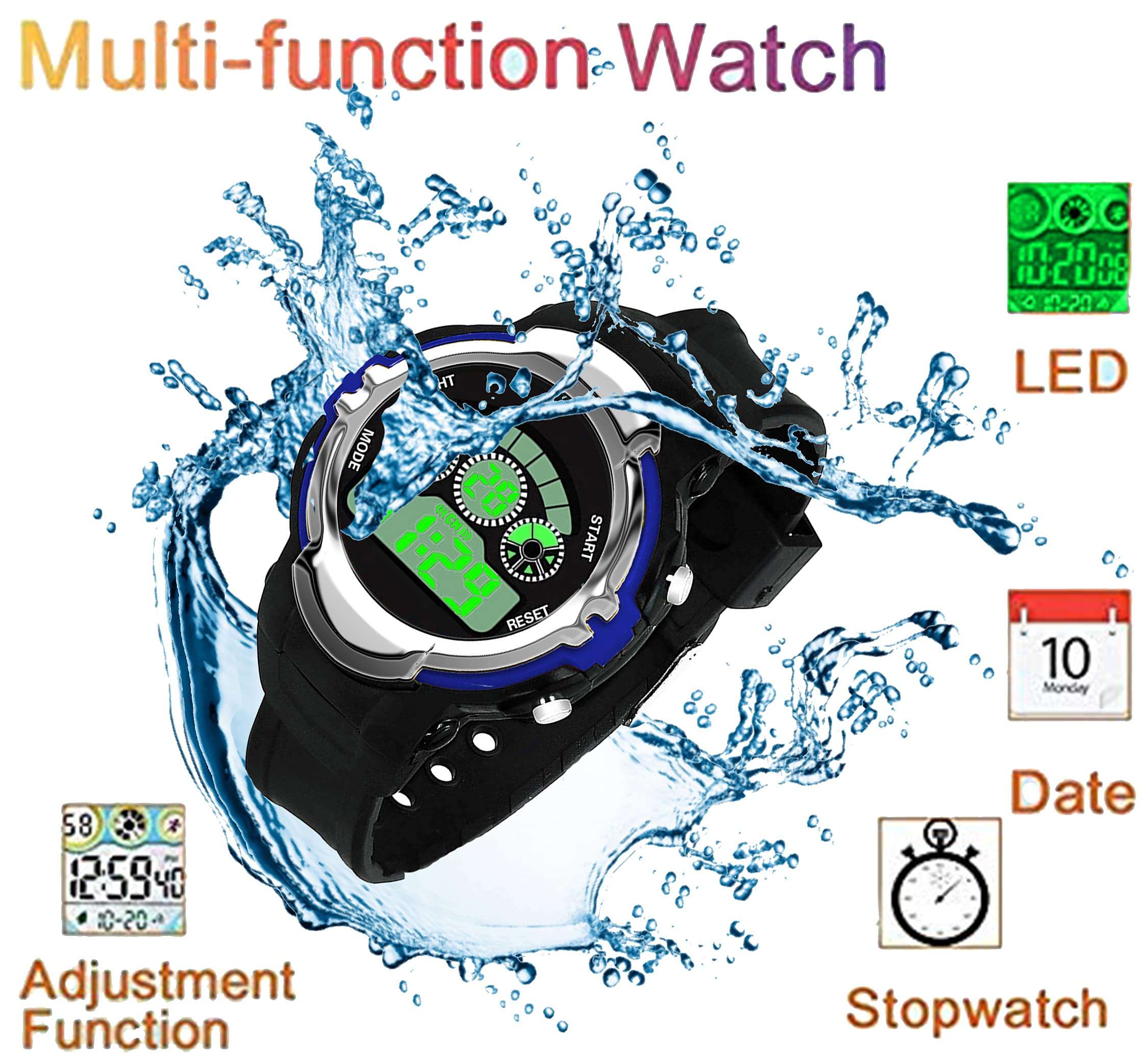 Time Up Digital Dial Water-Proof & LED Light Big Dial 3 Watches Combo for Kids (5-13 Years)-TYS-1811T-R (RED-Navy-Black) 4