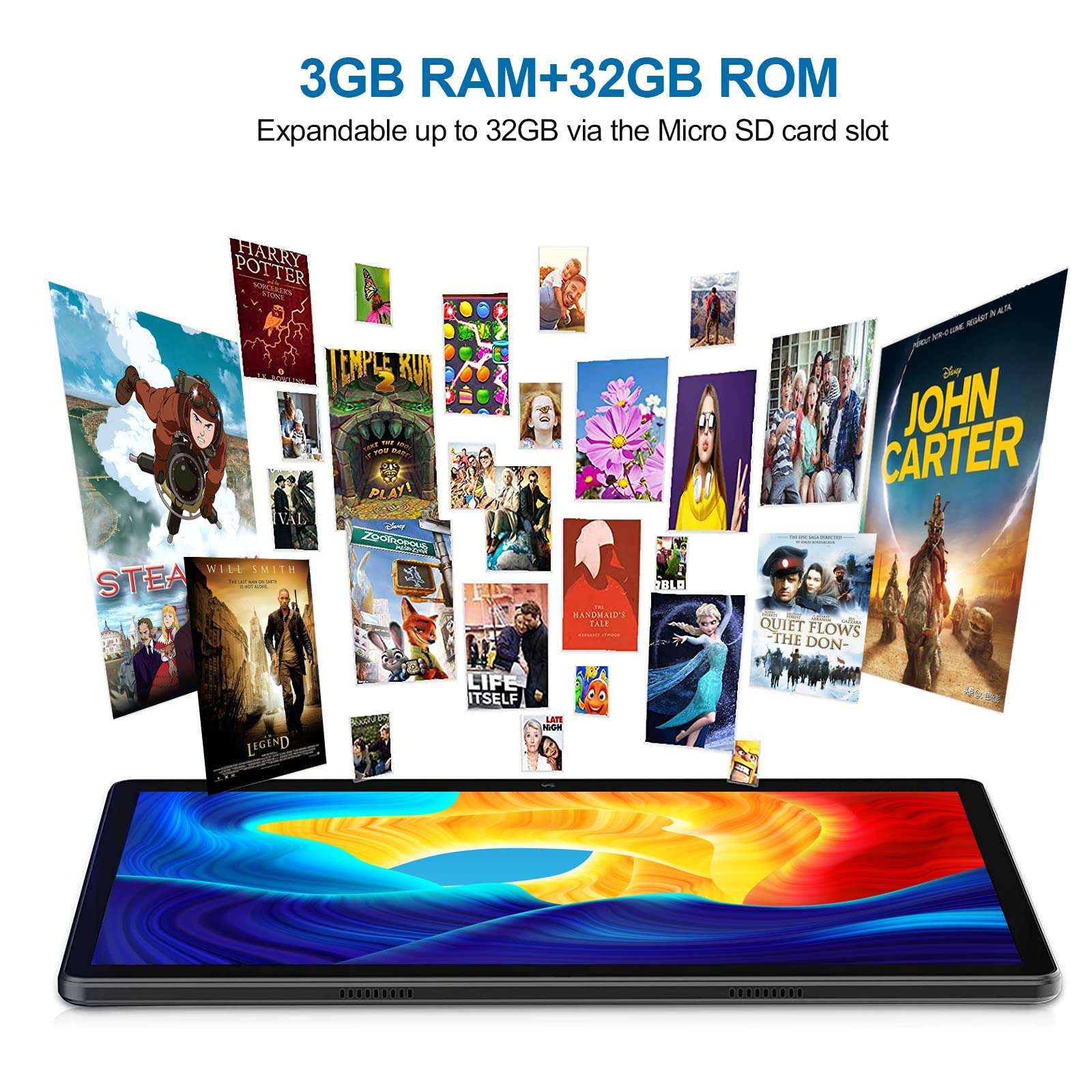 moonka Tablet 10.1 Inch Android 10 32GB Quad Core HD Touchscreen Tablets with Dual Camera, 5000mAh Battery, Wi-Fi, GPS, Bluetooth, TF Card, USB Type C Port,Tablet PC 4