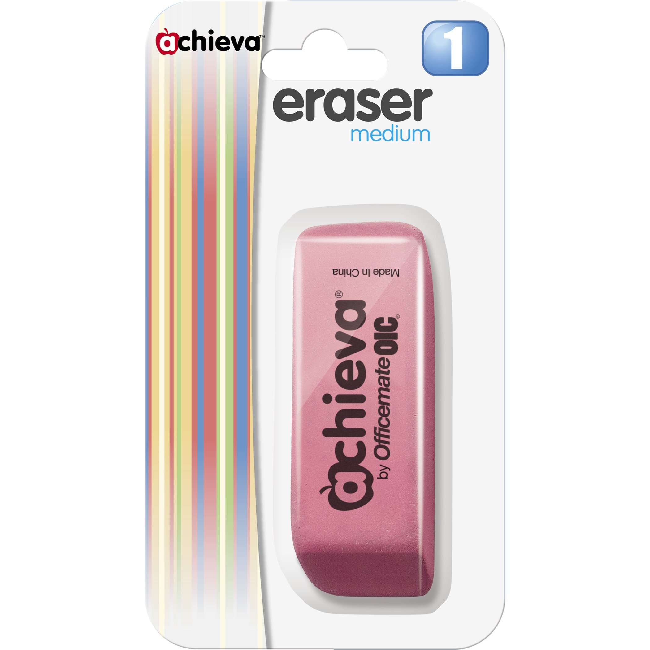 Officemate Achieva Wedge Pencil Erasers, 12 in a Box, Pink (30241)