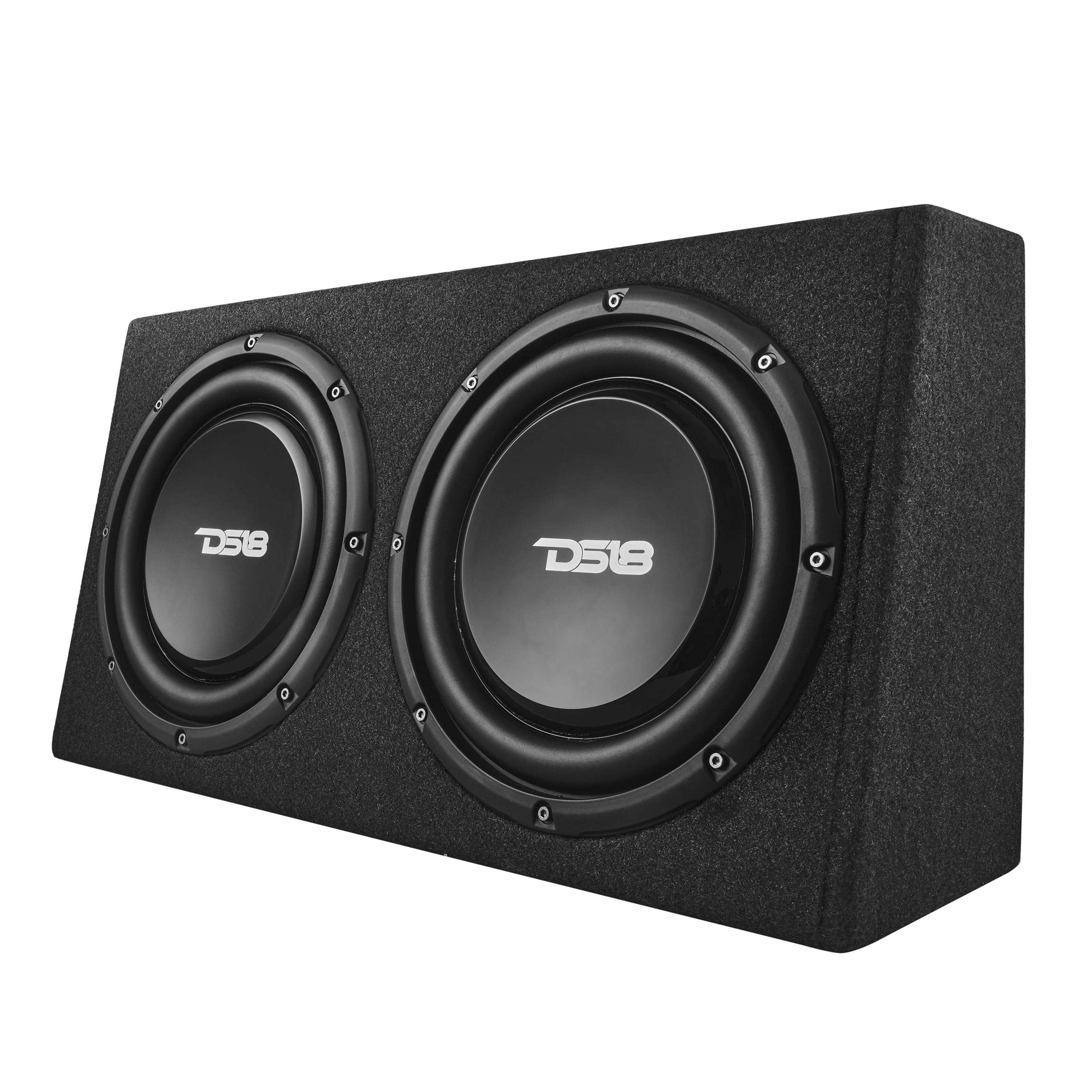 DS18 PU210A 10" Active Subwoofer Shallow Enclosure with 10" Passive Subwoofer for Pick-Up Trucks, Enclosure with Dual 10" Subwoofers 350 Watts Each, Designed for Tight Spaces, Great for Trucks 4