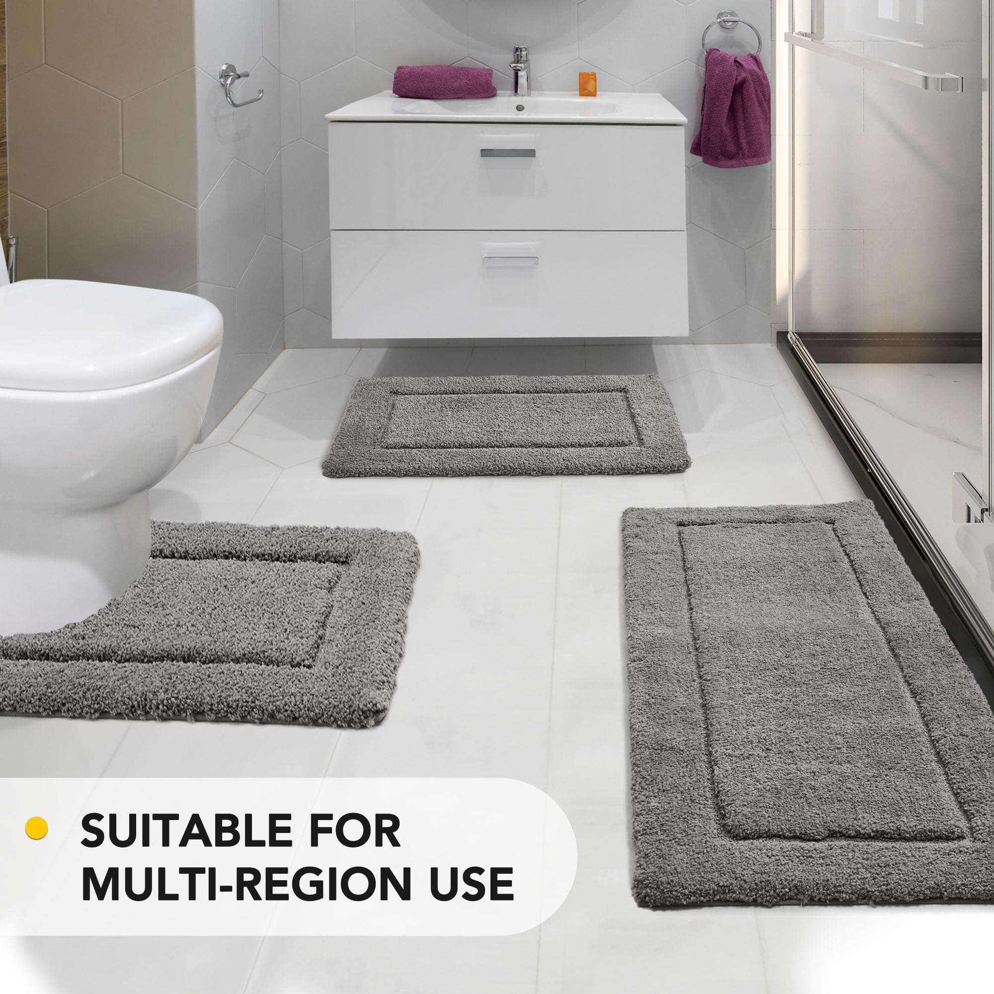 Deconovo Non-Slip Bath Mat - Ultra Soft, Quick Dry, Super Absorbent, Machine Washable, Premium Plush Rug for Bathroom & Shower - 24"x17",Blue 6