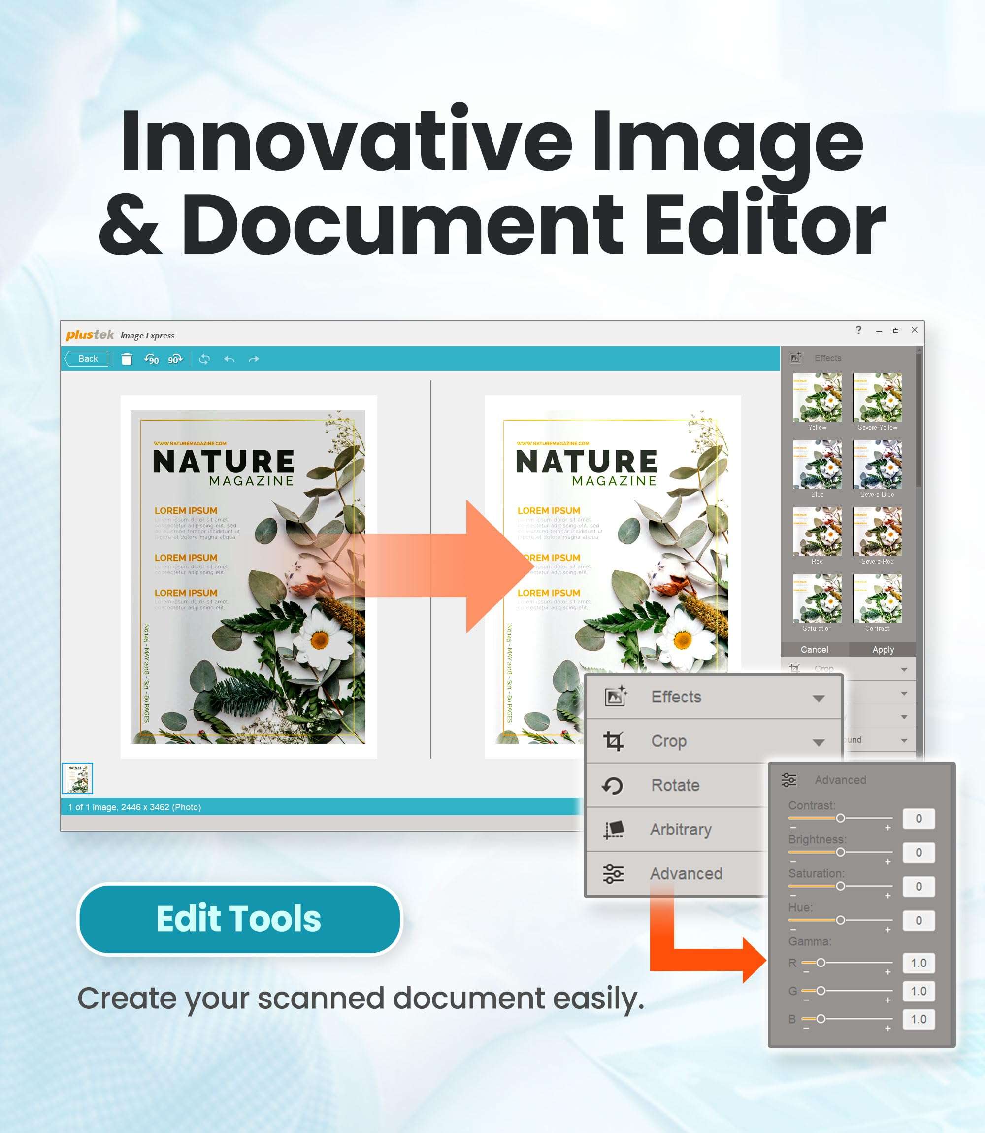 Plustek OpticSlim 1680 - High Speed Large Format Flatbed Scanner, scan Tabloid Size in 3 Seconds. Dual View Function Enable You to Quickly Check The Image Adjustment Effect 6