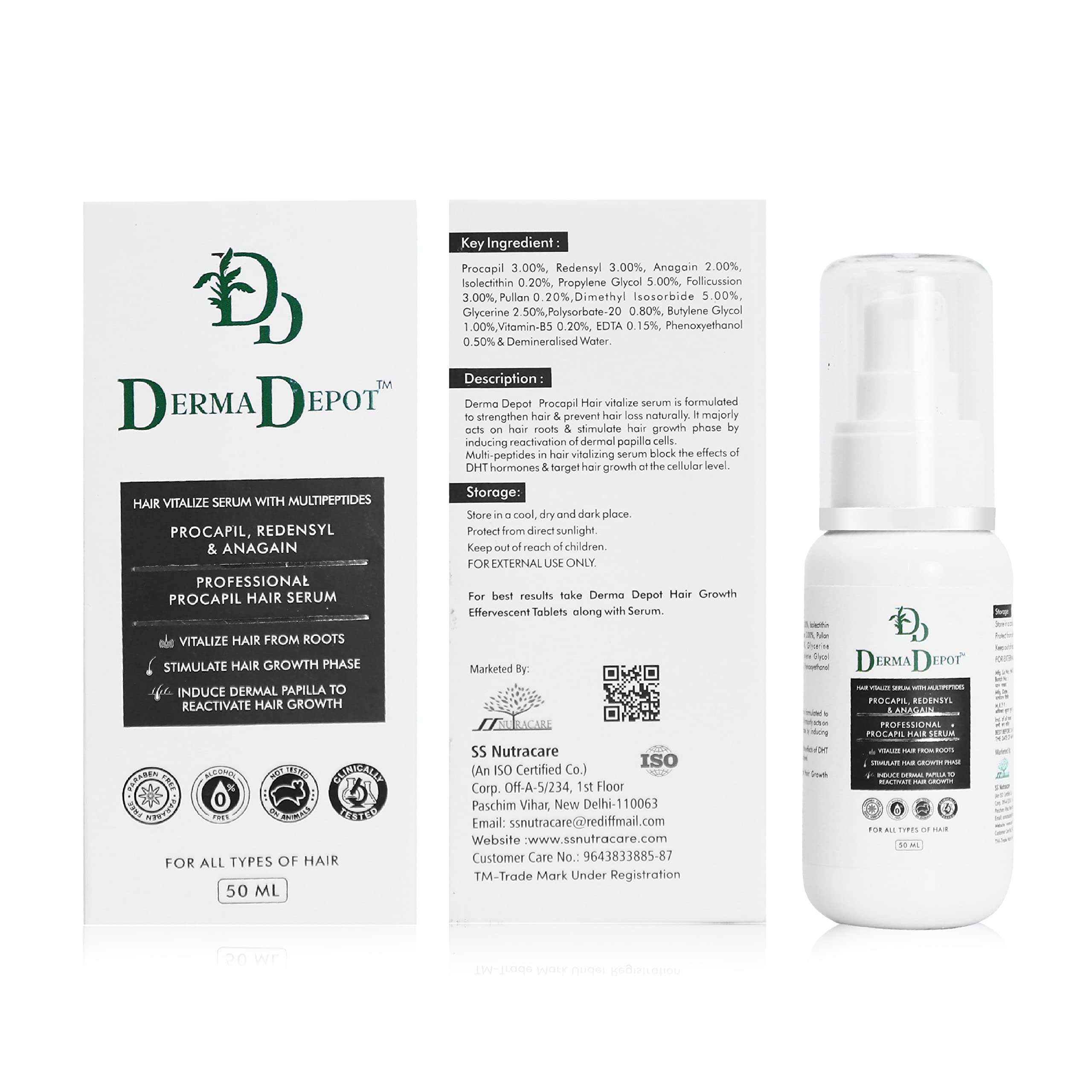 DERMA DEPOT hair growth serum with advanced & proven hair growth promoters | Redensyl 3% | procapil 3% | AnaGain 2% | For Controlling Hair Fall, Baldness & Promotes Hair Healthy Growth (3) 6