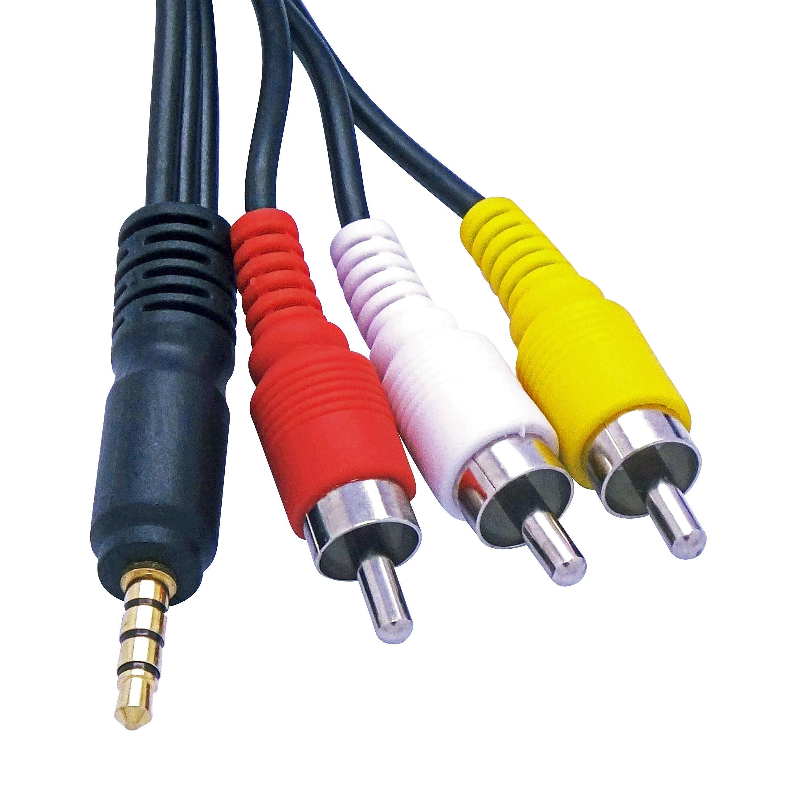 Audio/Video AV 3.5mm to 3-RCA 5ft Composite Cable for JVC Camcorders - by CyberTech® 2