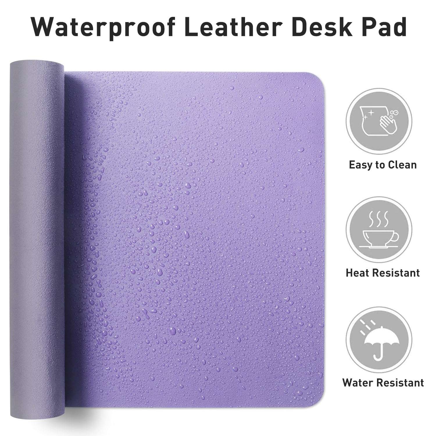 Aothia Leather Desk Pad Protector, Mouse Pad, Office Desk Mat, Non-Slip PU Leather Desk Blotter, Laptop Desk Pad, Waterproof Desk Writing Pad for Office and Home (36" x 17", Lavender) 6