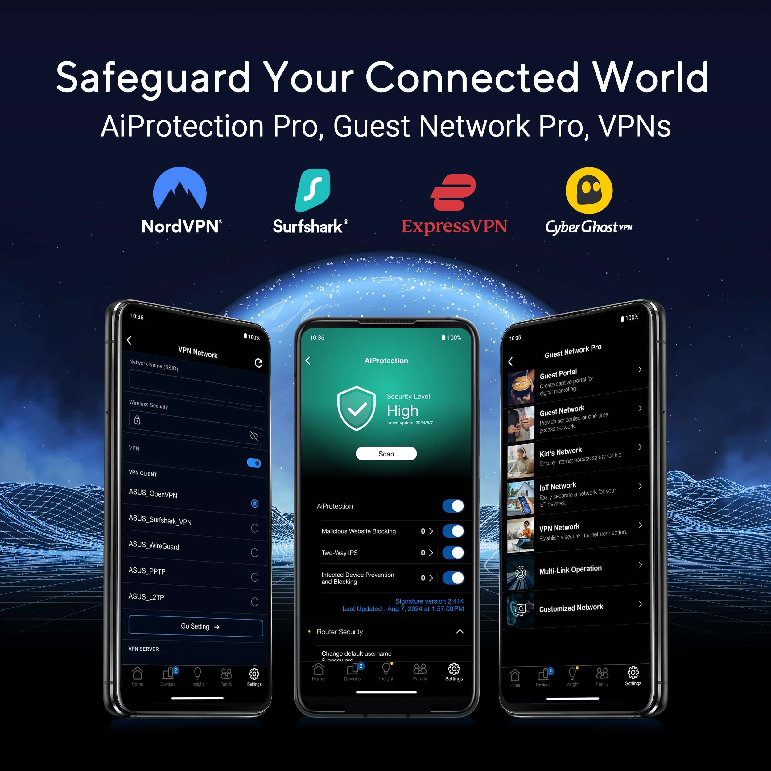 ASUS RT-BE86U BE6800 Dual-Band WiFi 7 Router, Supports 4096-QAM, MLO, AI WAN Detection, AiMesh, Subscription-Free Network Security, and Comprehensive VPN Features, Guest Network Pro, Gaming 6