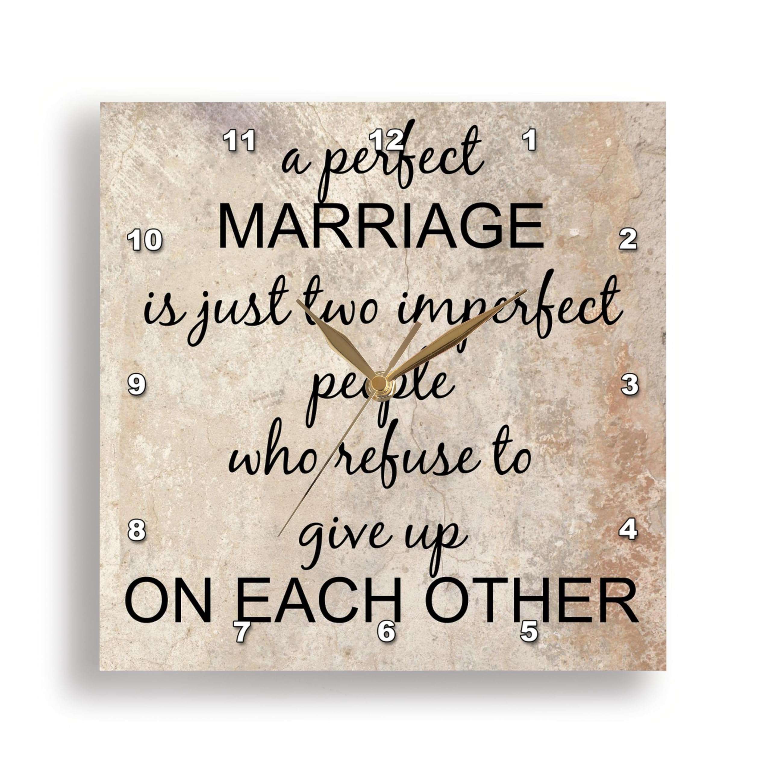 3D Rose 3dRose a Perfect Marriage, Black Lettering on Picture of Marble Print Background-Wall Clock, 10-inch (DPP_180092_1) 1