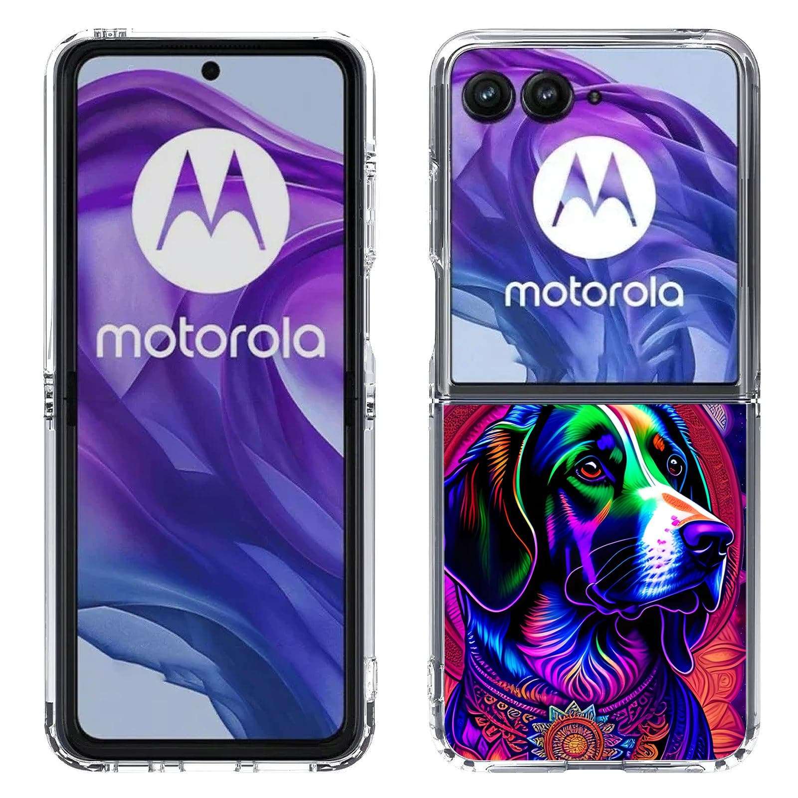 Bcov Case for Motorola Razr Plus 2024,Floral Dog Mandala Anti-Scratch Solid Hard case Protective Shookproof Phone Cover for Motorola Razr Plus 2024/Razr+ 2024