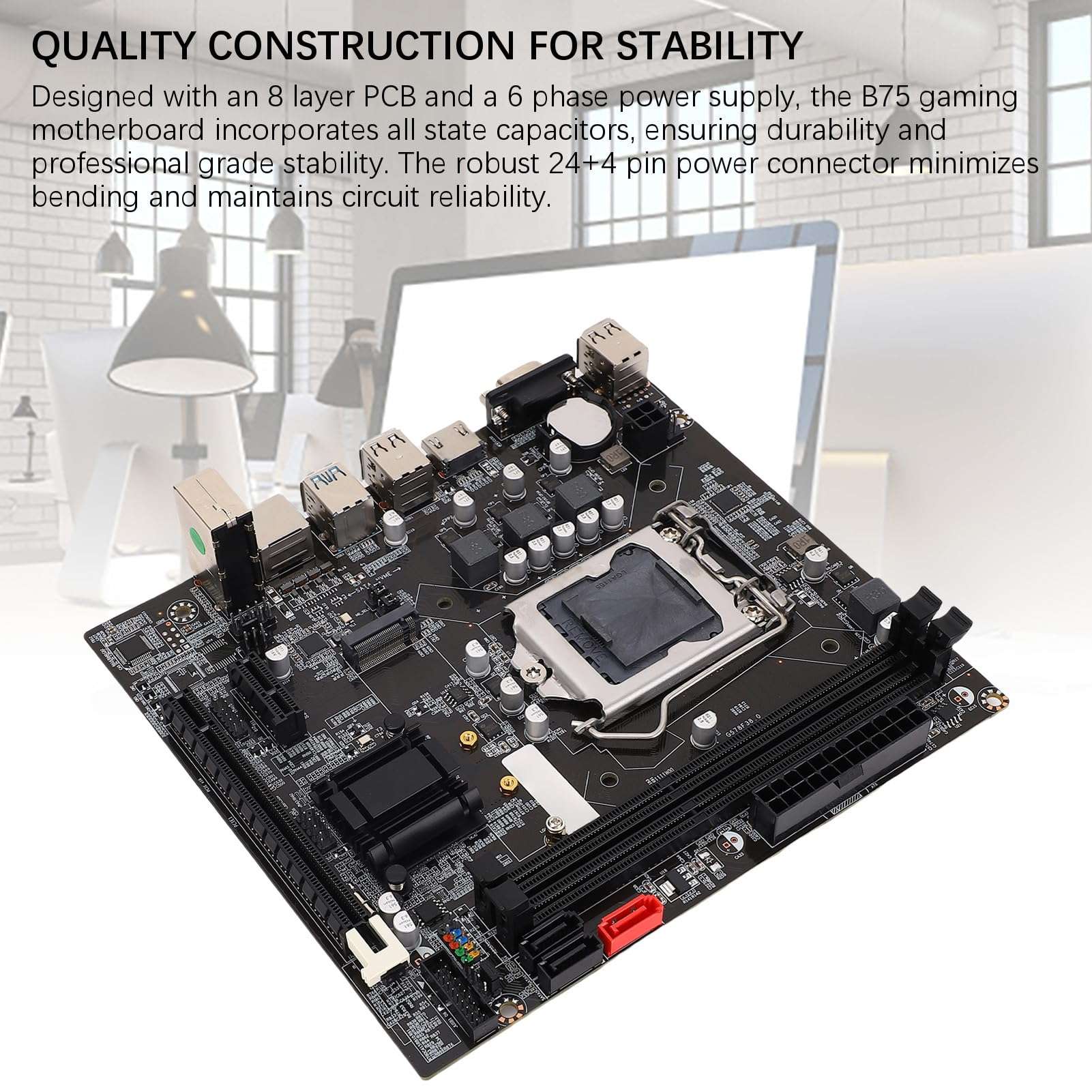 Asixxsix B75 Computer Motherboard, LGA 1155 Socket DDR3 16GB Gaming Motherboard with M2 NVMe NGFF ATA3 0 PCI E, PC Motherboard for Core i3 i5 i7 XeonE3 V2 Pentium Processors 4