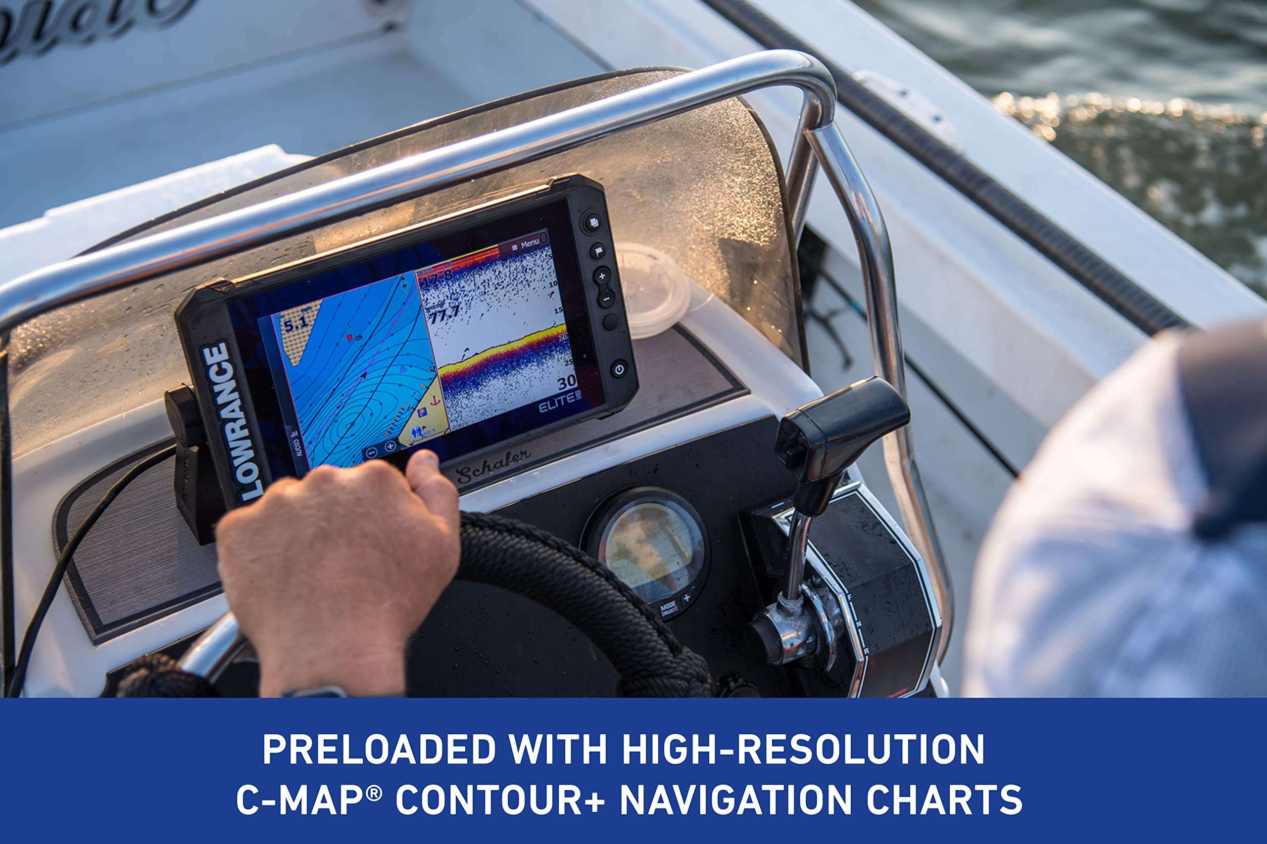 Lowrance Elite FS 9 Fish Finder with Active Imaging 3-in-1 Transducer, Preloaded C-MAP Contour+ Charts 5