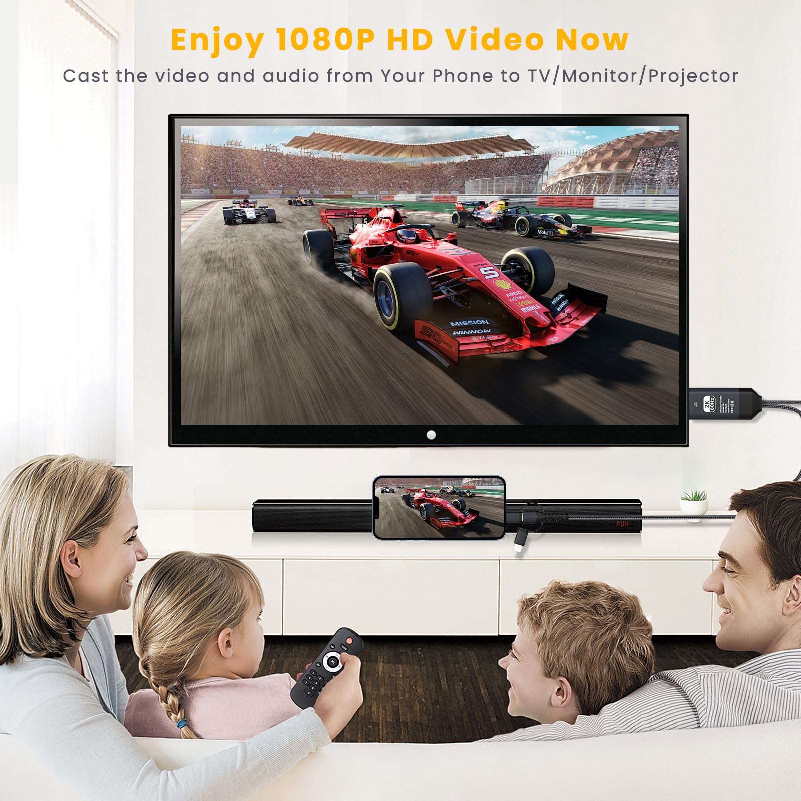 Ozvavzk HDMI Adapter for TV Phone to TV 1080P Digital AV Adapter 3 in 1 Sync Screen Connector Cable Compatible for Lighting USB C Micro USB to HDTV Projector Monitor 3