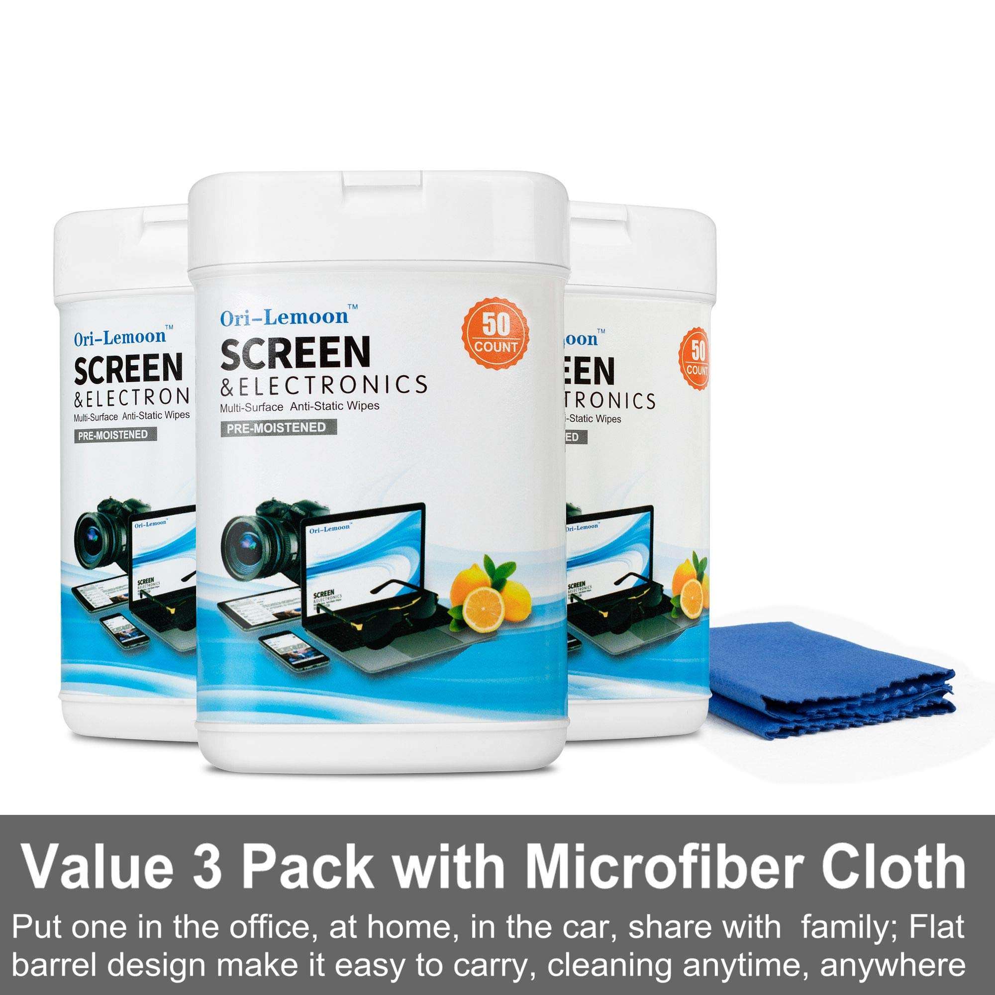 Monitor Wipes, Pre-Moistened Computer Screen Wipes for Electronics, Computer Monitor Cleaning Wipes for Eyeglasses, Tablets, Camera Lenses Laptop, Screen Cleaner Wipes for Phones, TV 150 PCK 3