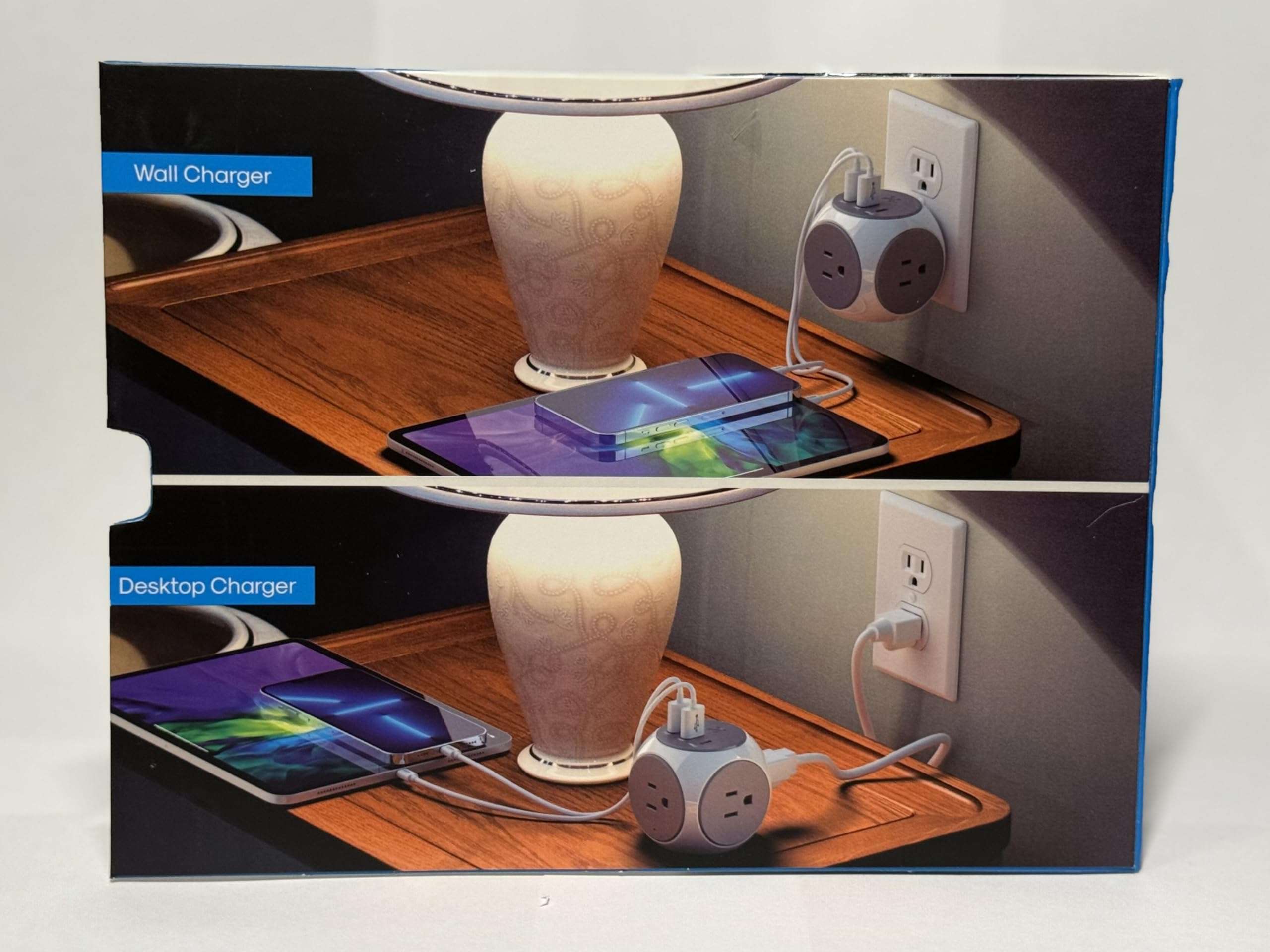 Atomi Power Cube 2-Pack – 3AC Outlets + 3 Smart USB Ports(2 USB-A & 1 USB-C) + 5-ft. Cable 4