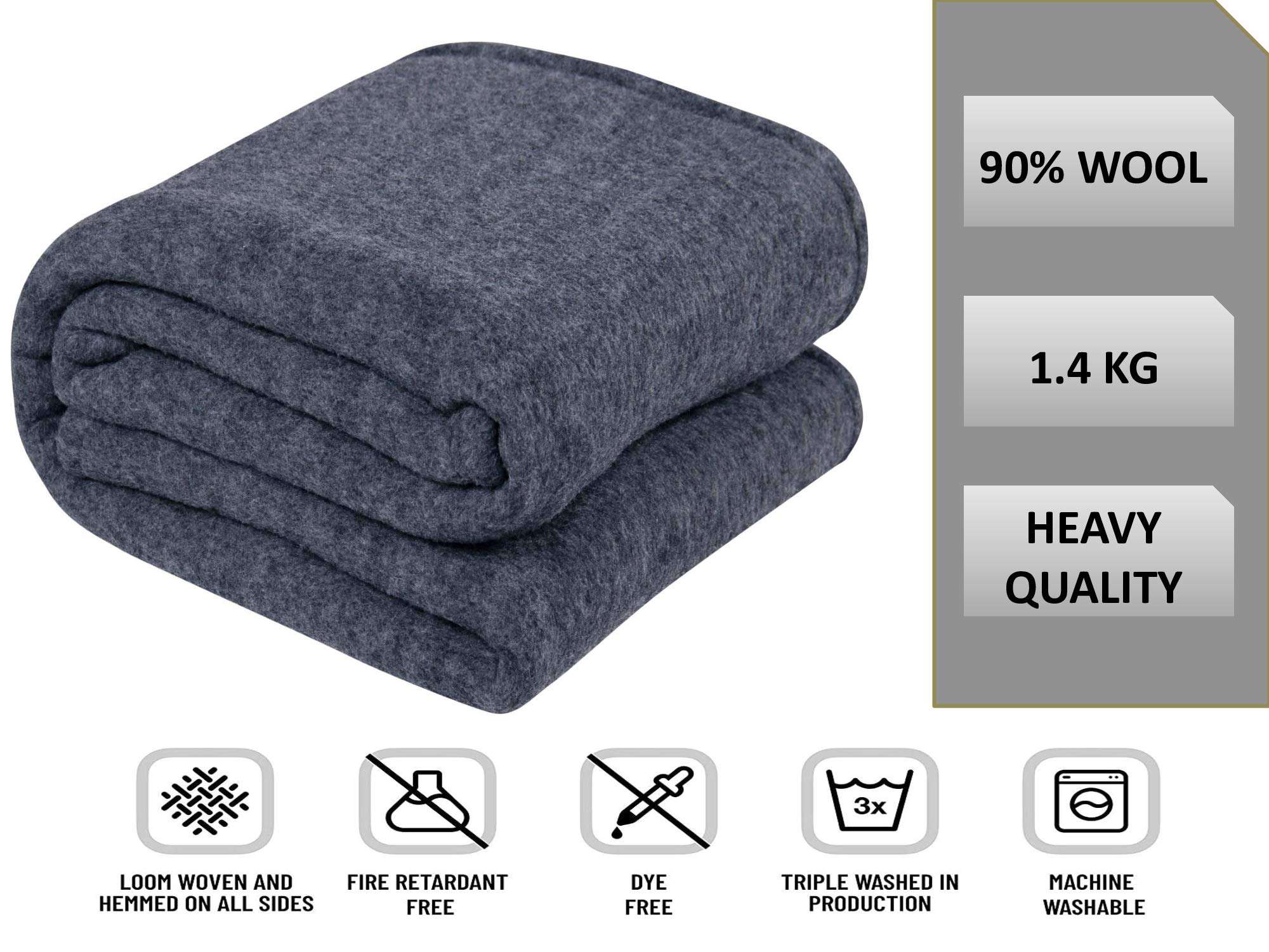 VAS COLLECTION® 3000 TC Woolen Blanket Warm and Super Soft Heavy Weight Single Bed Blankets for Heavy Winter (Silver & Grey,90X60 inches,1.4KG) (Skin Friendly) 3