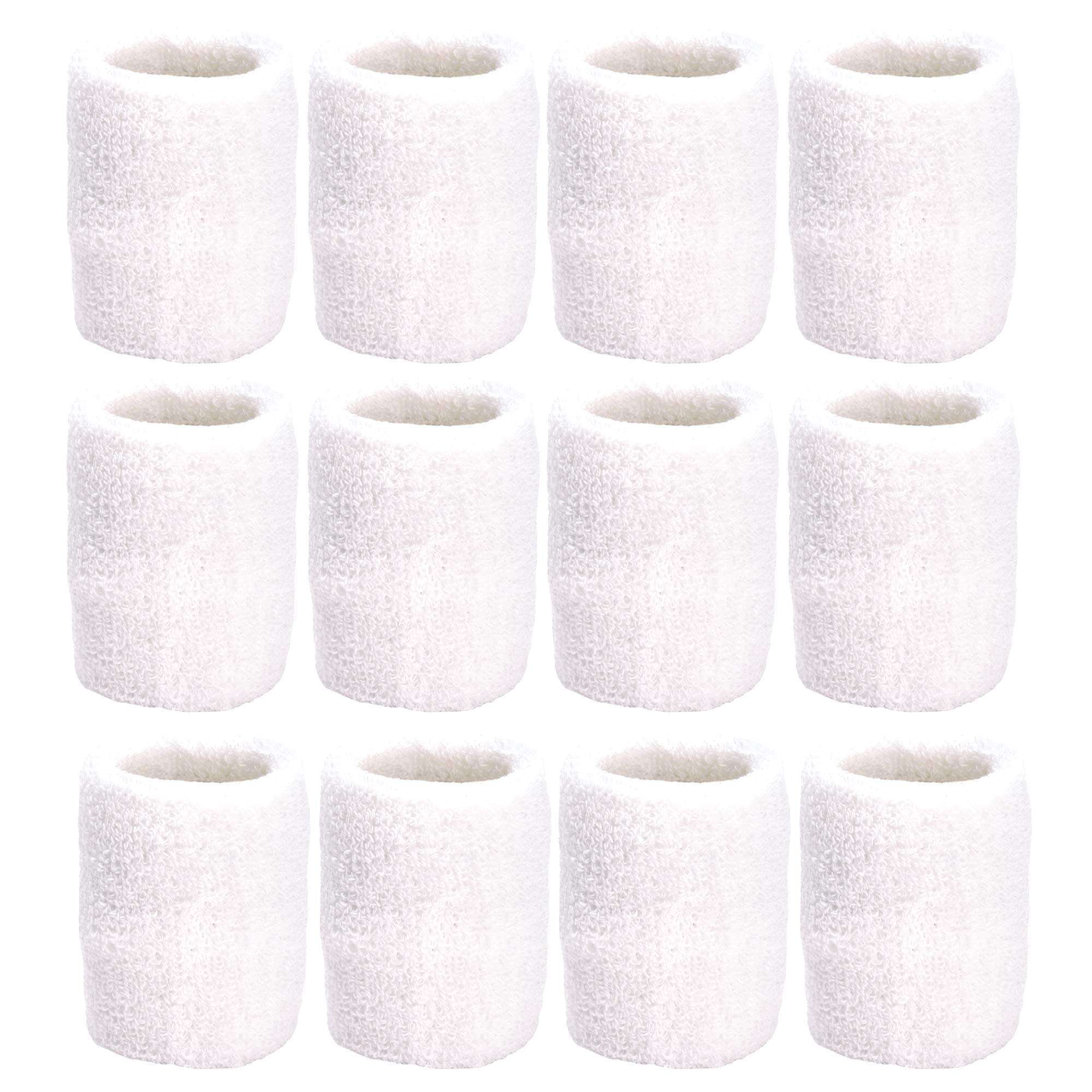 TOURNA Unique Sports Wristbands/Sweatbands Pack of 12 (6 Pair) White, One Size, (CWB-6-1)