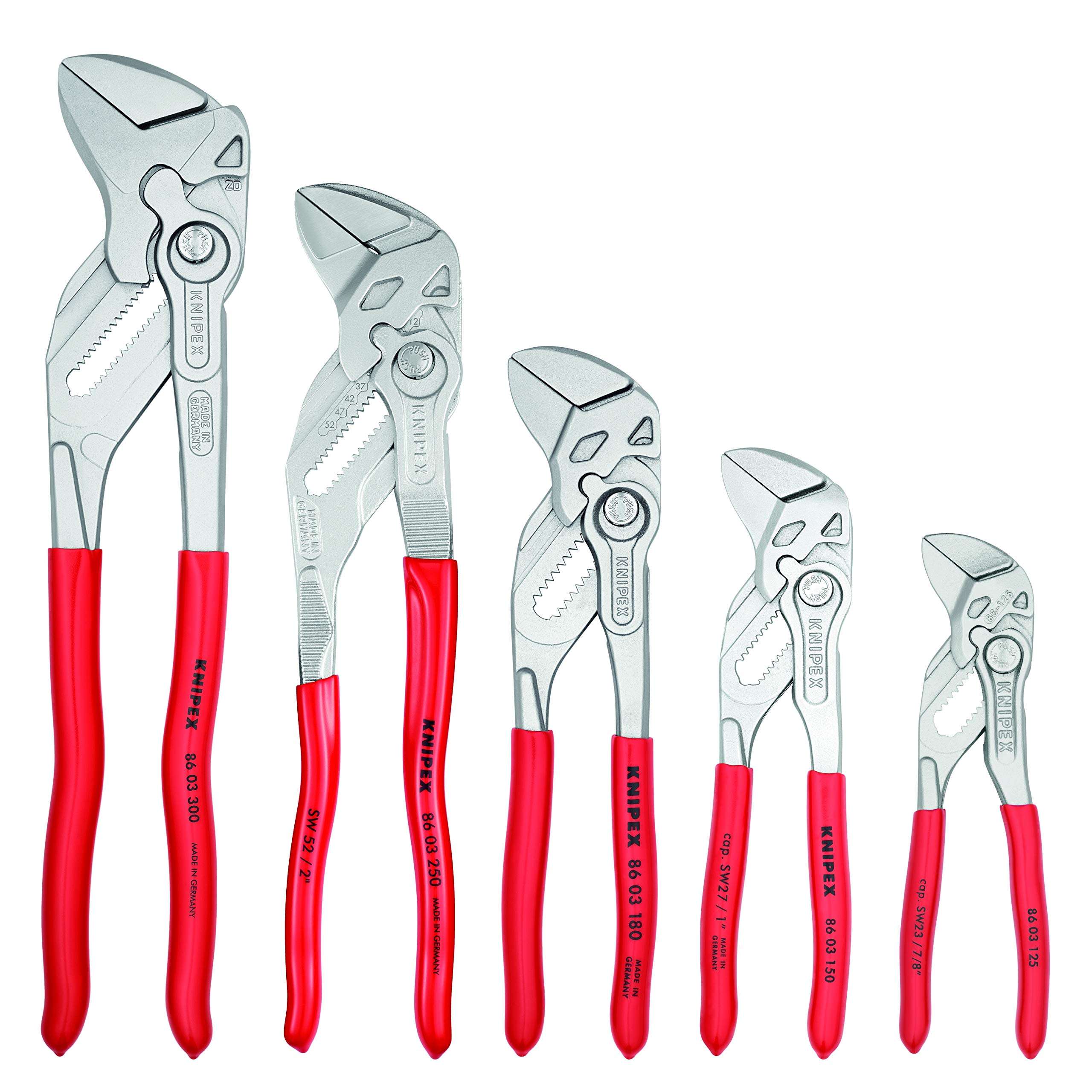 KNIPEX 5 Pc Pliers Wrench Set with RAPTOR Pliers (Red, 10") 4