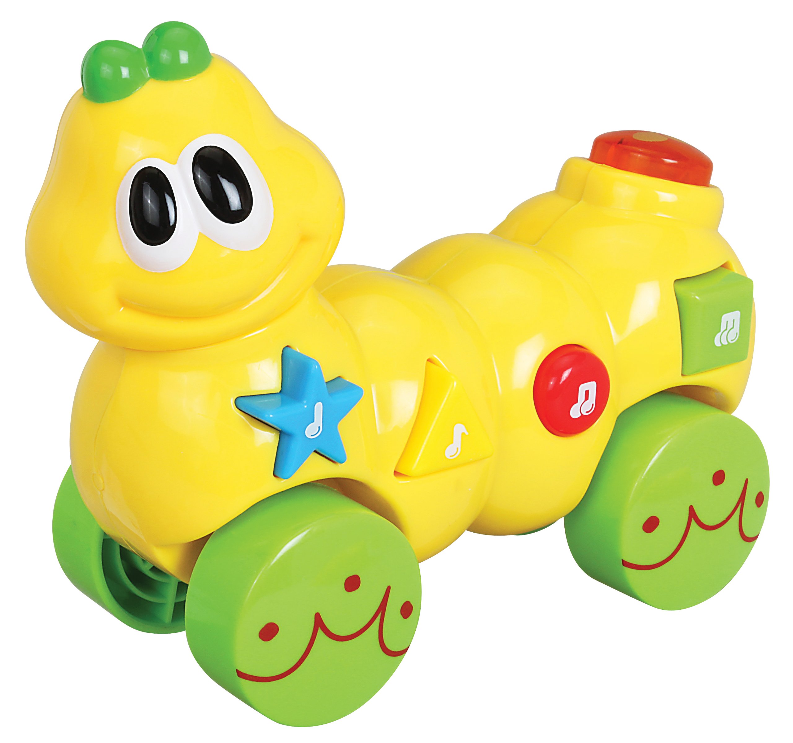Navystar Musical Roll Along Caterpillar Playmates, White/Green/Yellow