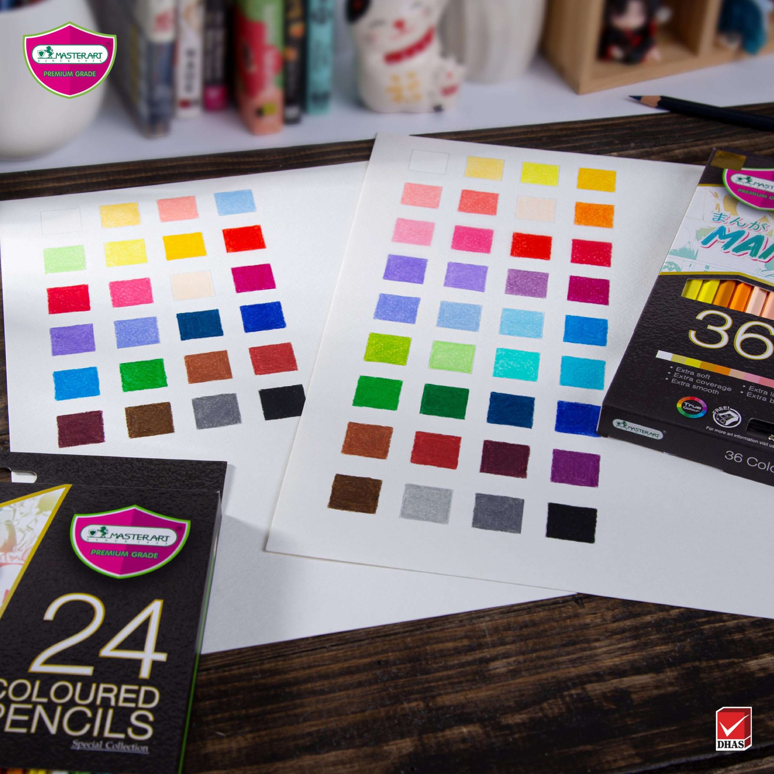 MASTERART Series Manga Colored Pencils, 36 Shades, 3.3mm Thick Core, Non-Toxic EN71/9 Certified, Vibrant Colors for Drawing & Sketching, Shading, Coloring Pencils for Kids & Artist.Made in Thailand 6