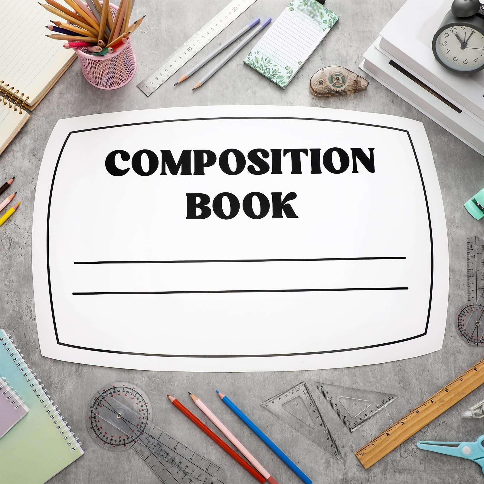 Fuutreo 3 Pcs Composition Book Bulletin Board Paper Composition Notebook Classroom Decor 23.6 x 15.8 Inches Bulletin Board Trim for Schools Classrooms Walls Windows Doors Decoration 4