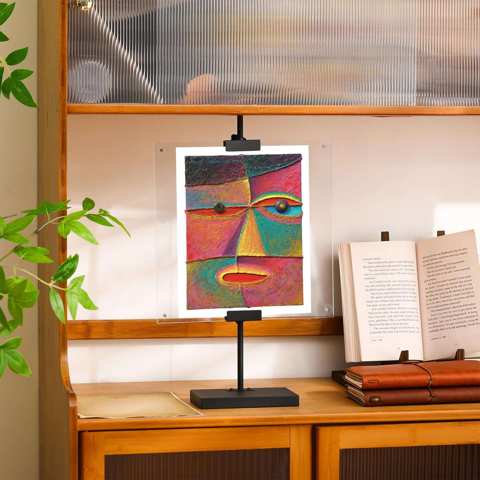 Yaocom Adjustable Metal Easel Stand with Acrylic Floating Photo Frame 16.5 Tabletop Frame Stand for Display Photos, Art, Poster or Signs Floor Heavy Duty Easel Holder for Home Exhibition Restaurant 6