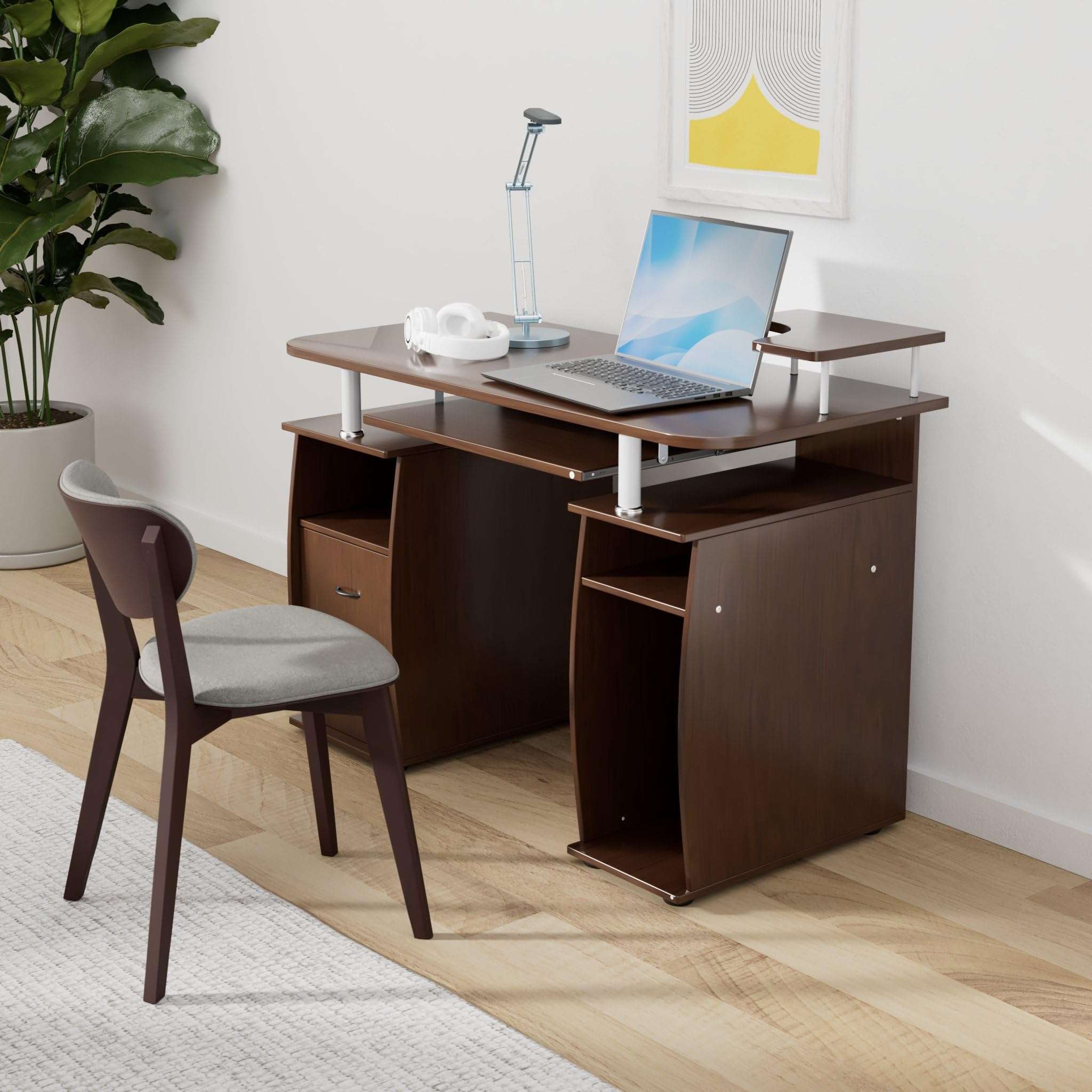 Computer PC Desk Work Station Office Home Monitor&Printer Shelf Furniture 2