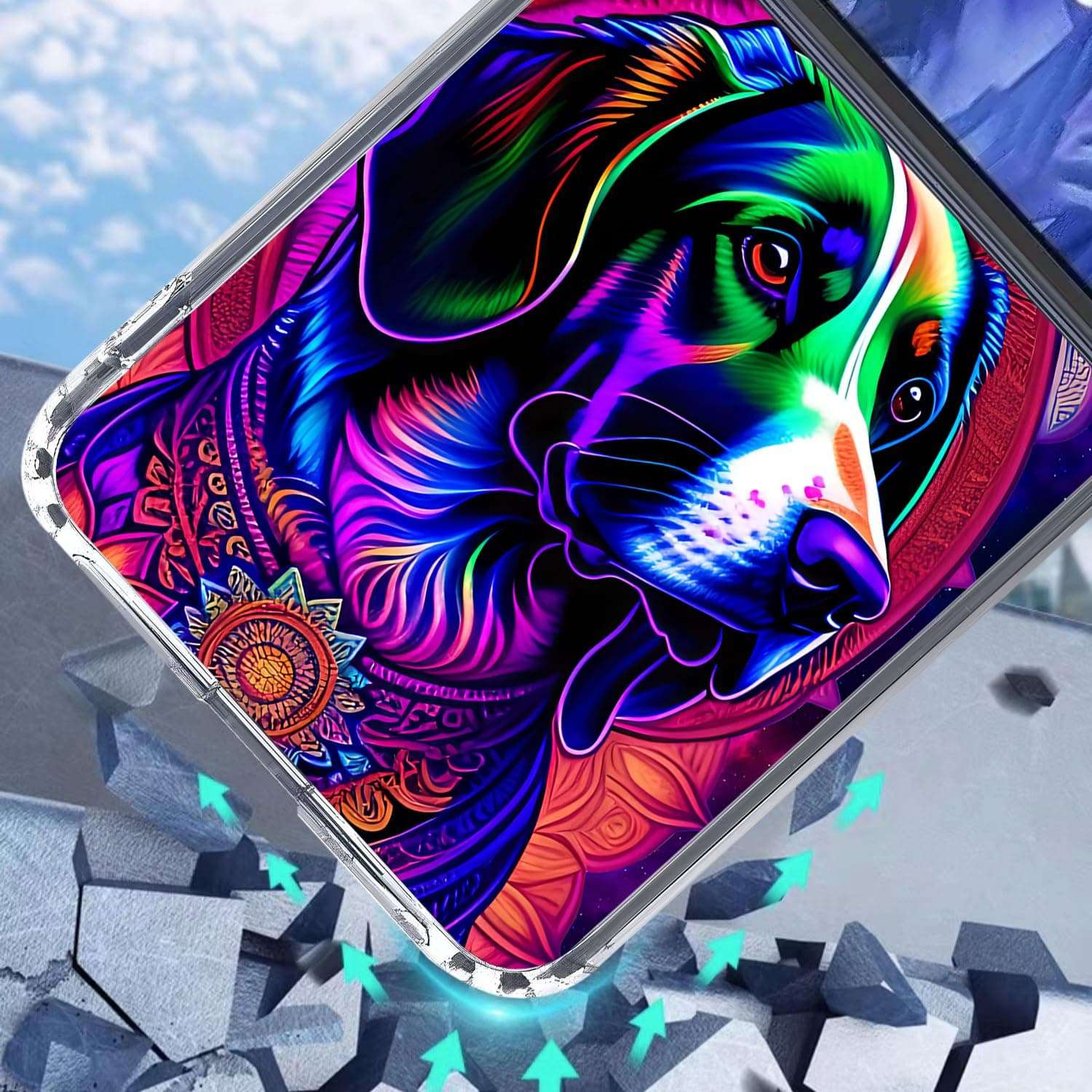 Bcov Case for Motorola Razr Plus 2024,Floral Dog Mandala Anti-Scratch Solid Hard case Protective Shookproof Phone Cover for Motorola Razr Plus 2024/Razr+ 2024 4