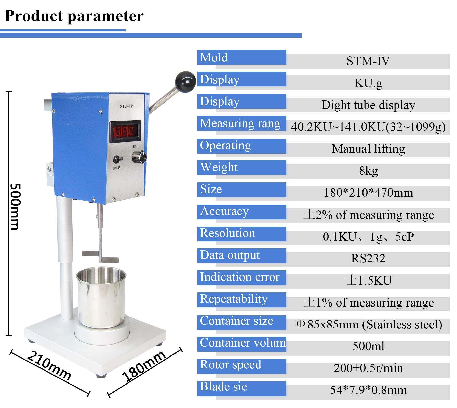YUCHENGTECH Rotational Viscosity Meter Paint Viscometer Viscosity Meter Tester STM-IV Digital Display For Coating Paint Ink Latex Paint 3