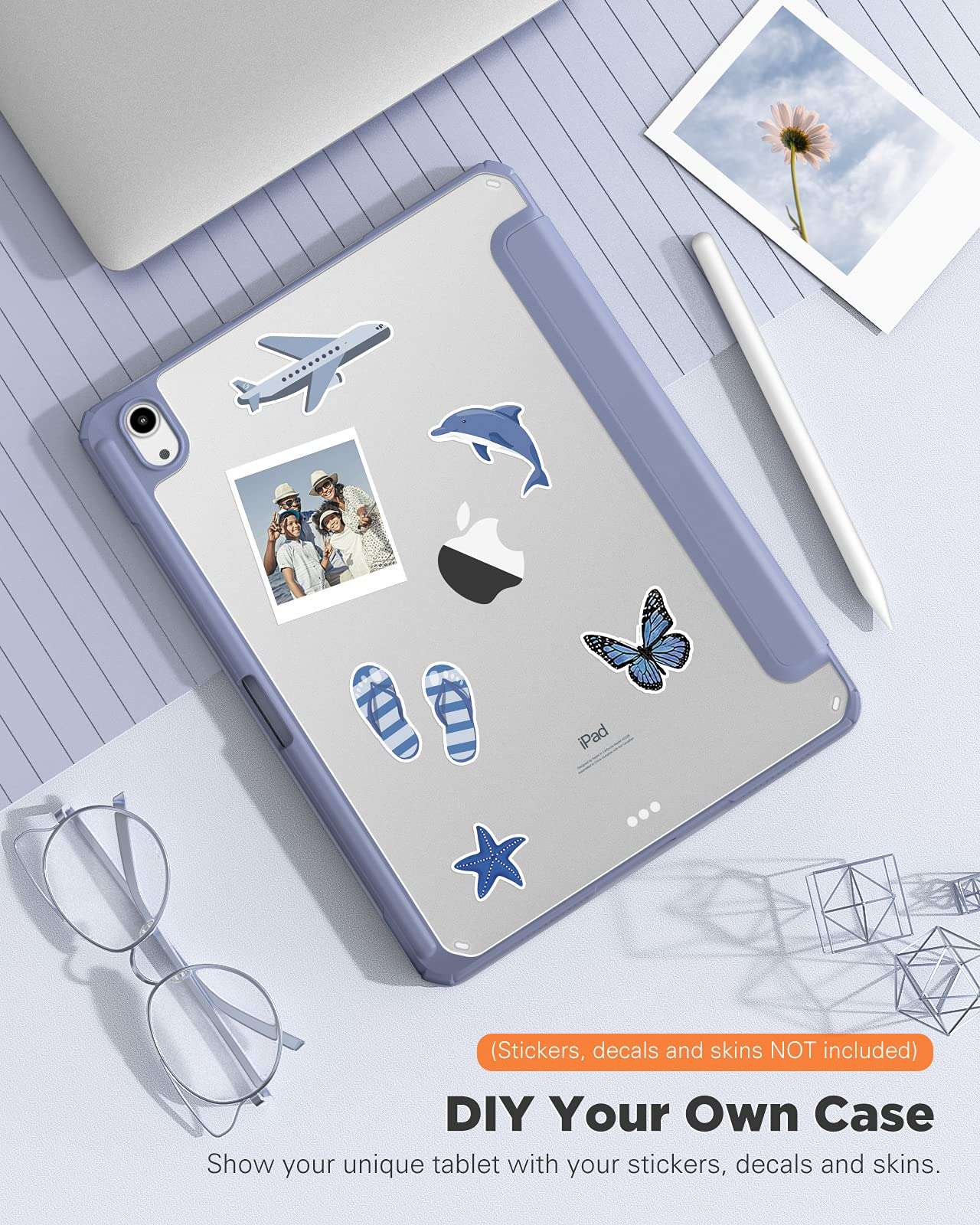 TiMOVO Case for iPad Air 11 Inch (M3/M2-2025/2024) with Pencil Holder, iPad Air 5th/4th Generation Case (2022/2020) 10.9 Inch, Slim Protective Cover with Clear Back, Auto Wake/Sleep, Navy Blue(V1) 6