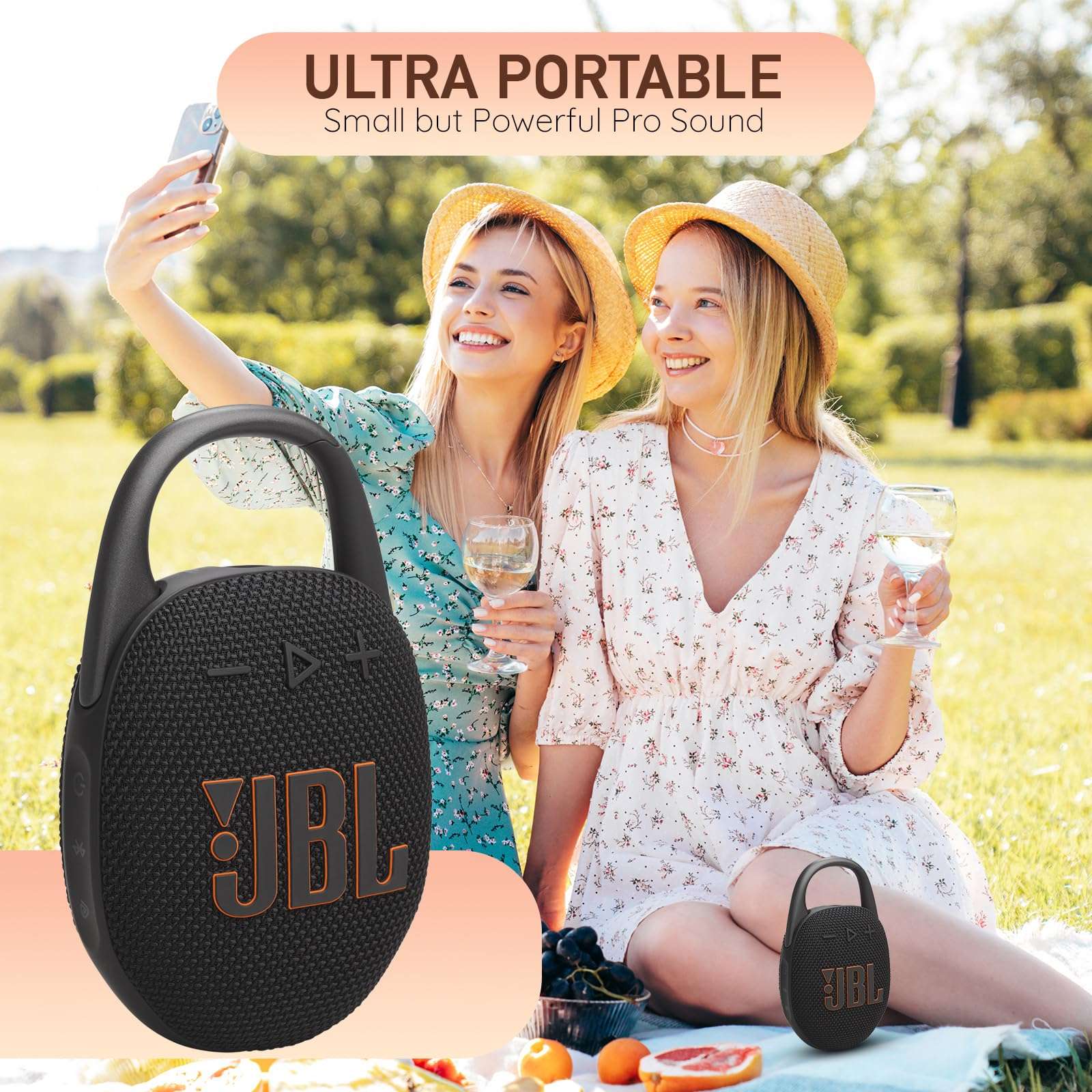 JBL Clip 5 Portable Bluetooth Speaker, IP67 Waterproof & Dustproof, Long-Lasting Battery - Black - Boomph's Comprehensive Ultimate Performance Cloth Solution for Your On-The-Go Sound Experience 5