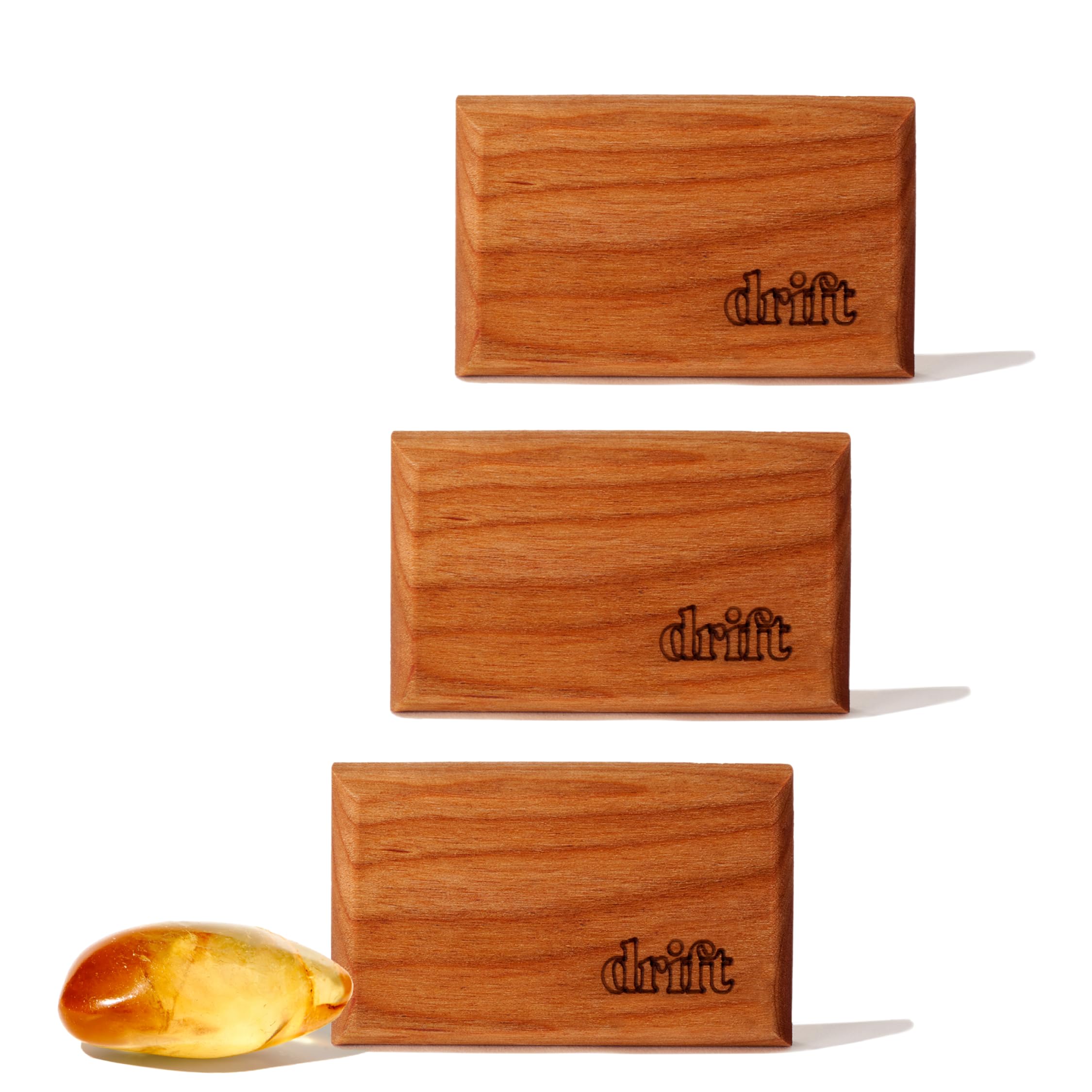 Drift Car Air Freshener - The Original Wood Air Freshener - Car Odor Eliminator - Long Lasting Scent - Metal Clip - Essential Oils - Clean Ingredients - Amber Scent 3 Pack Refill - NO CLIP INCLUDED