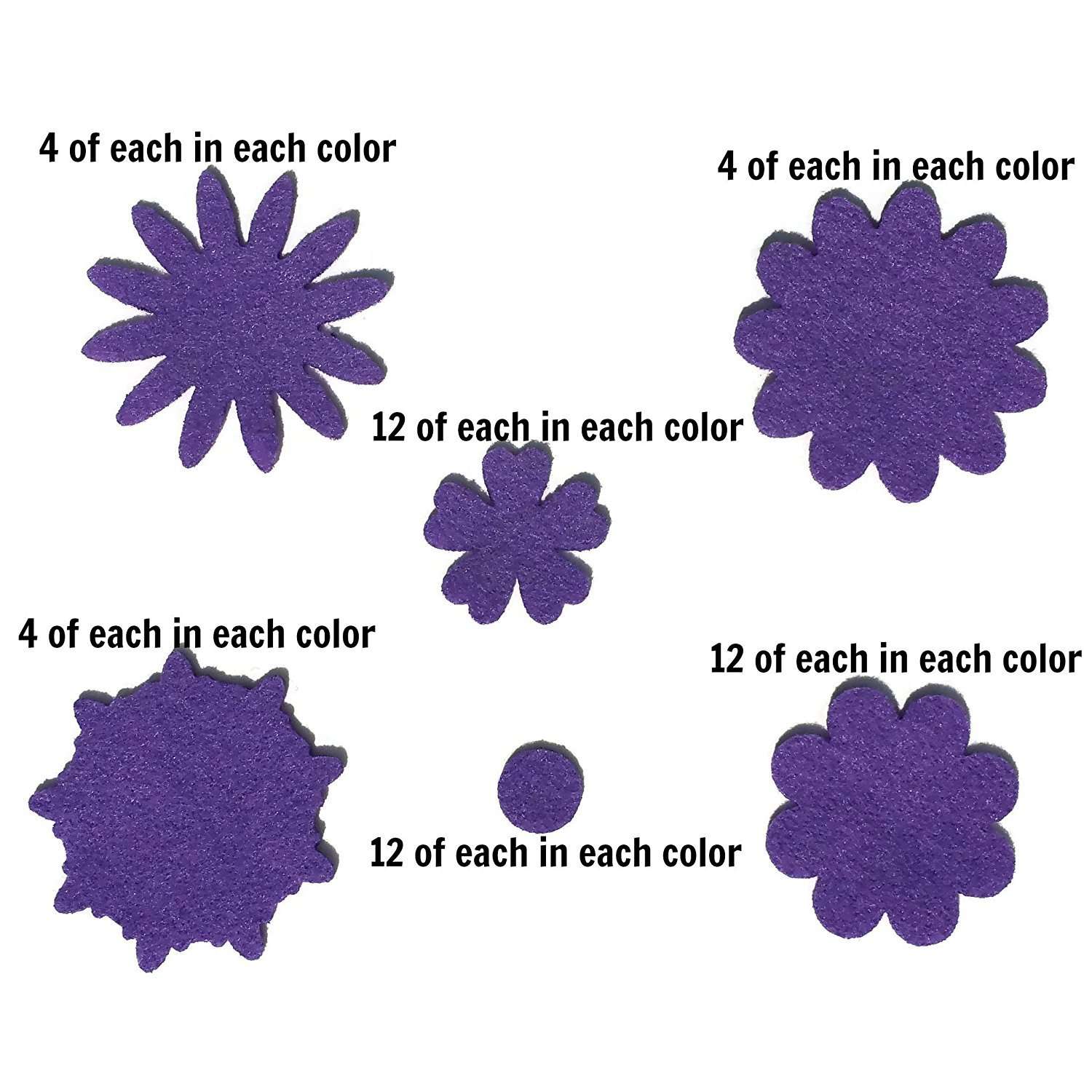 240 Piece - Craft Felt Flowers - Assorted Color Felt Flower Shapes - by Wildflower Toys 2