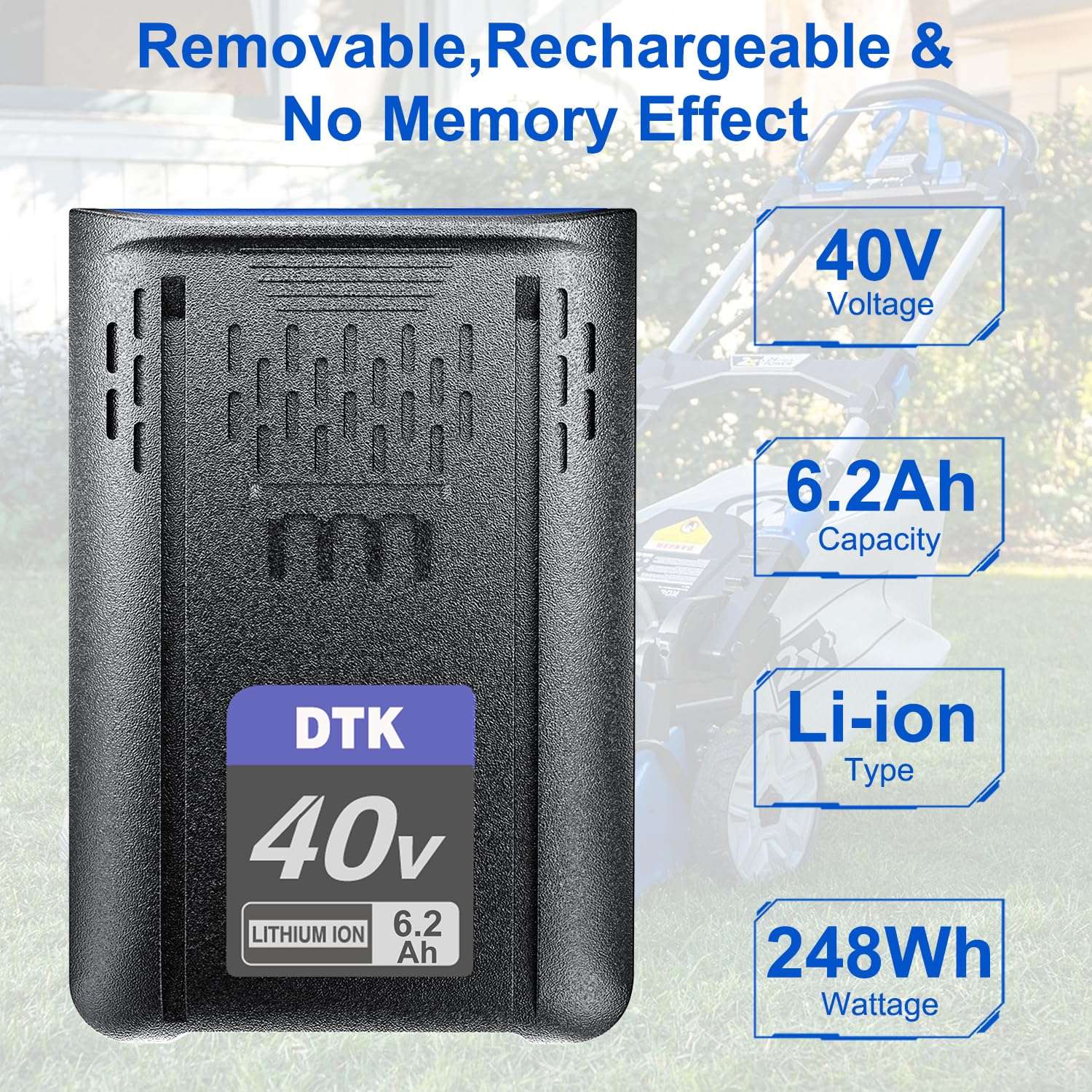 DTK Replacement for Kobalt 40V Battery MAX 6200mAh KPM1040A-03, KM-1640-06, KM 4040-06,Cordless Power Tool Battery 2