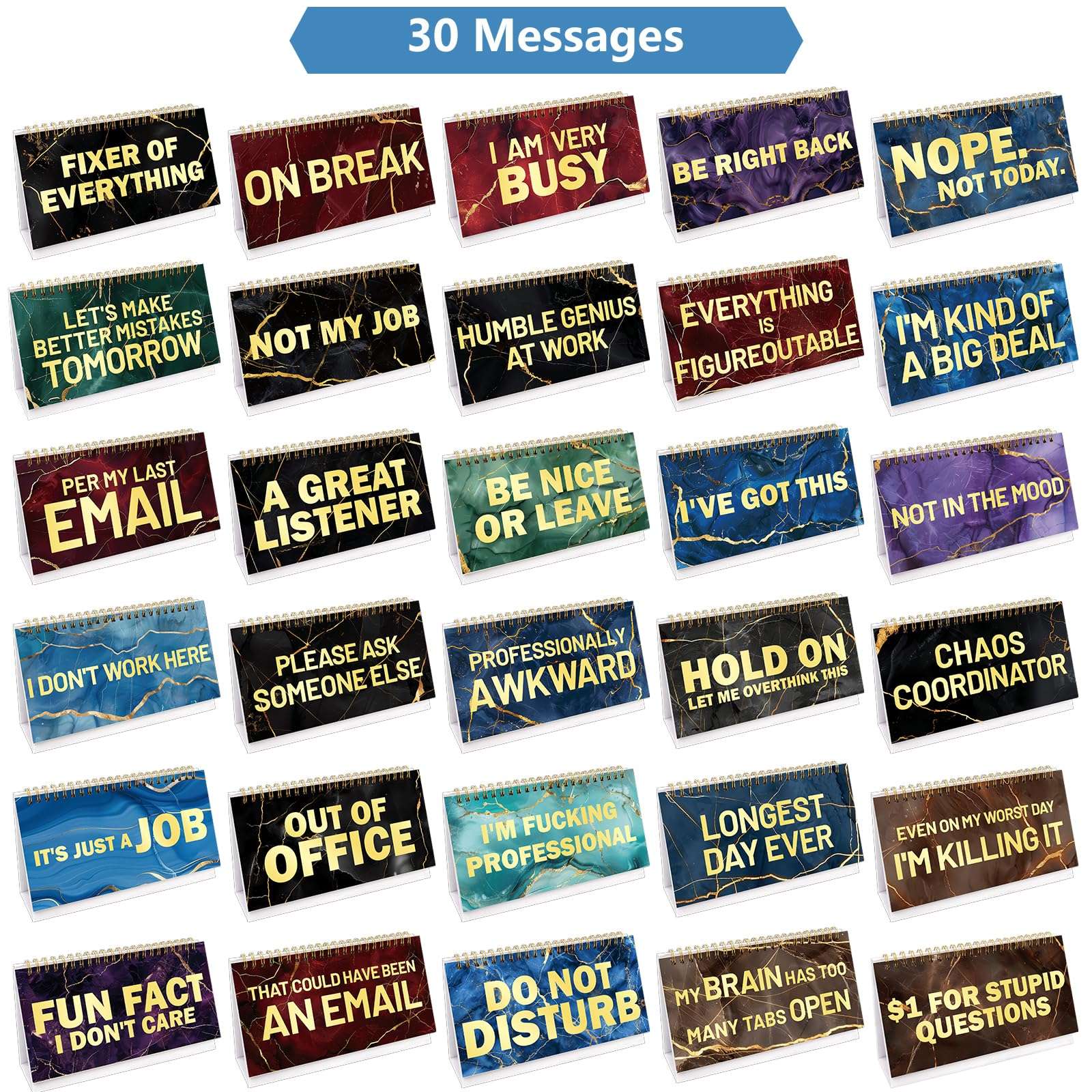 Funny Desk Accessories for Work Funny Desk Signs 30 Flip Snarky Messages Gag Gift for Office Desktop Decor Coworker Colleague Exchange Supplies 3