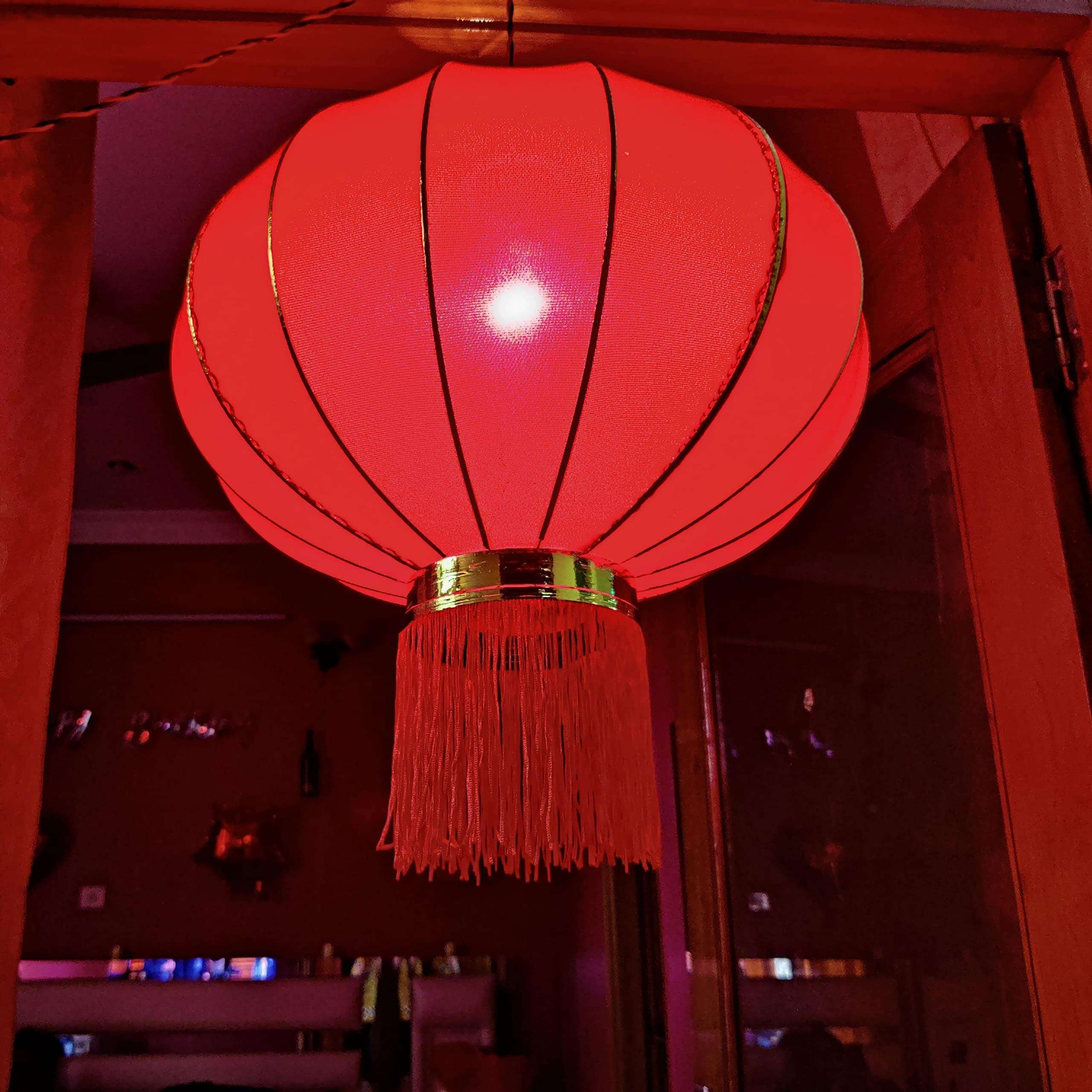 ALILA Red Nylon/Silk Akash Kandil for Diwali Balcony Lantern Lamp Shade Kandil Ceiling Jhumar for Christmas Decoration Hotels Home Garden Parties 4