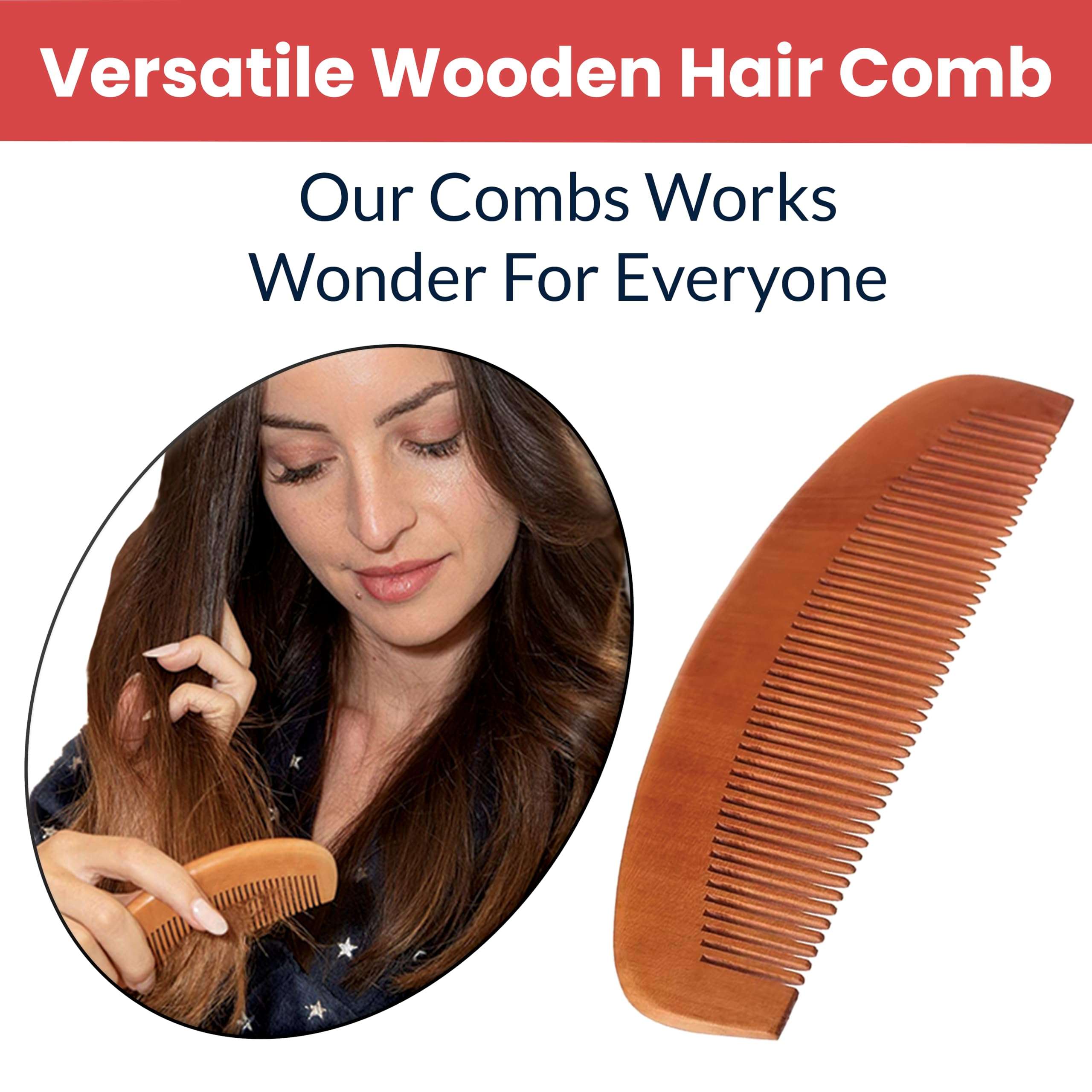 TEMPERIA (1 pcs) Kachi Neem Wooden Comb for Women & Men Hair - Wide Tooth Comb for Tangle Free Curls, Healthy Scalp, Hair Growth, Hairfall & Dandruff Control - Premium & Ergonomic Design (MN01) 6