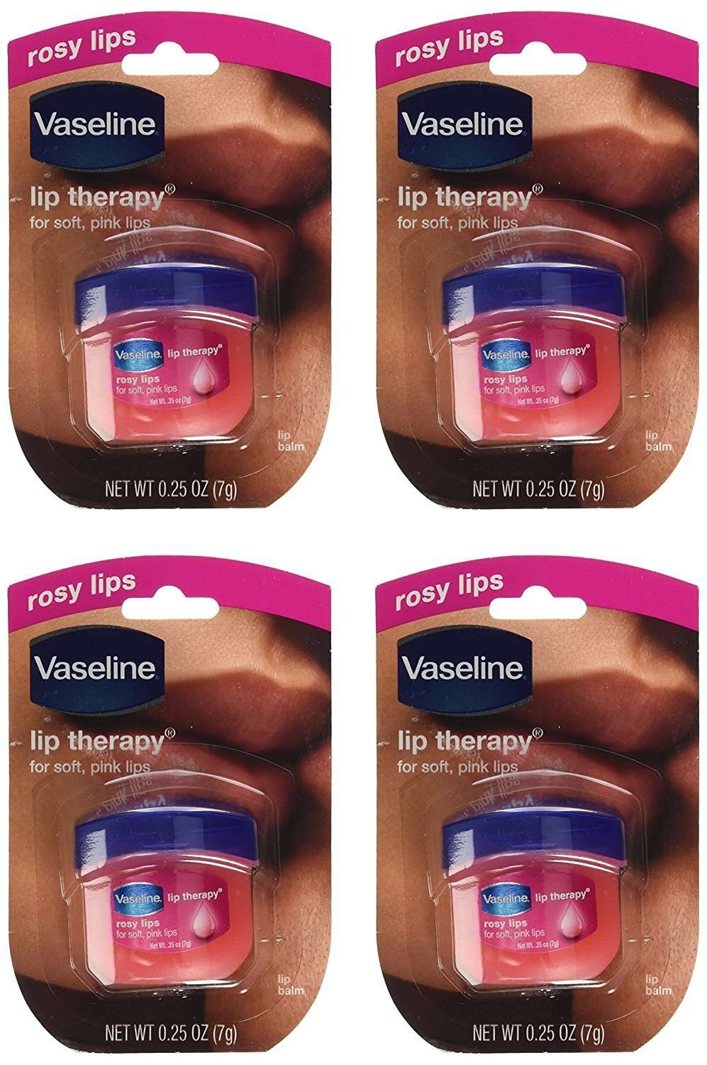 Vaseline, Rosy Lips, Lip Therapy.25 OZ, (Pack of 4) 1
