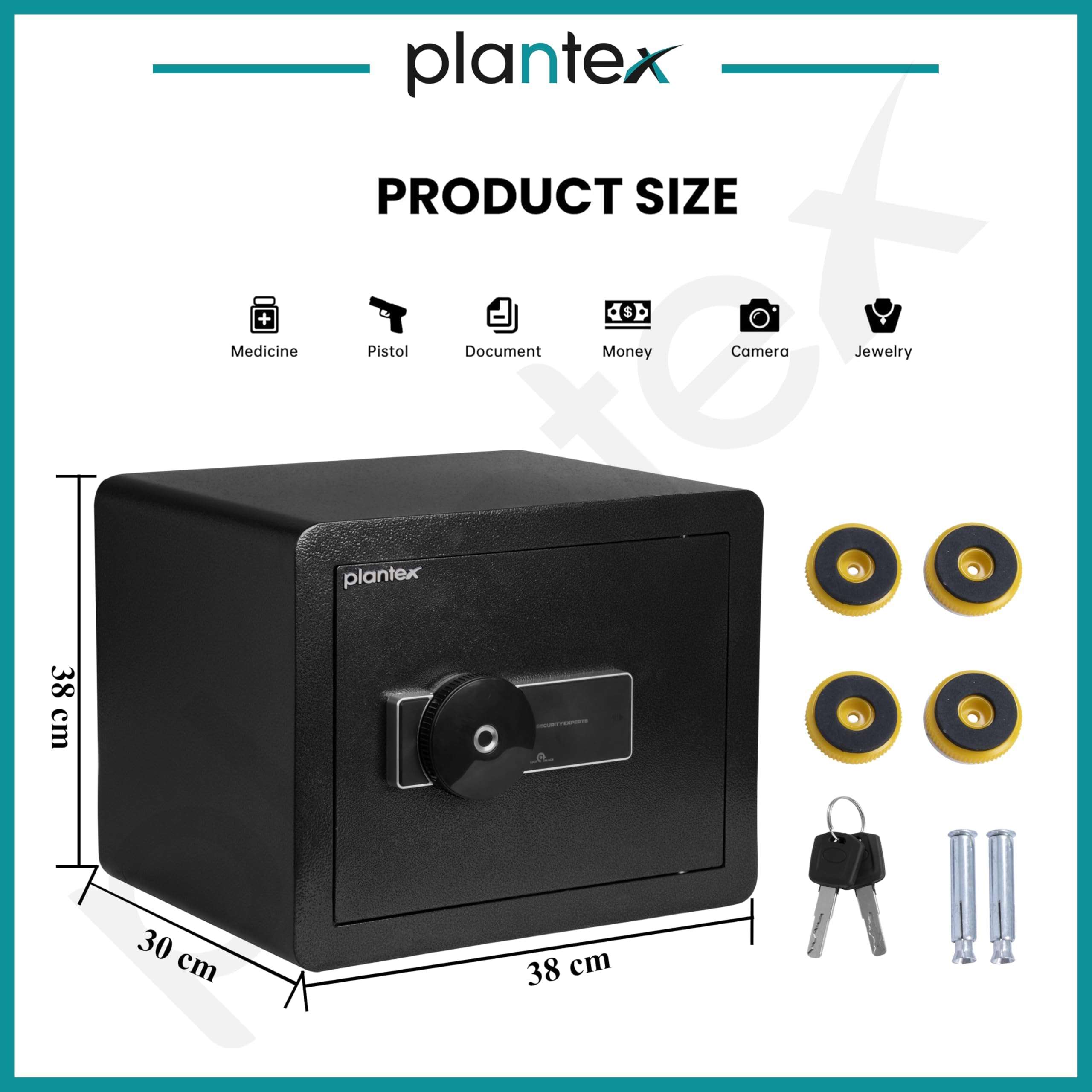 Plantex Digital Safe Locker for Home/38 Litre Locker Box for Home Jewellery/Tijori for Office with Fingerprint Sensor & Emergency Key (Black) 4