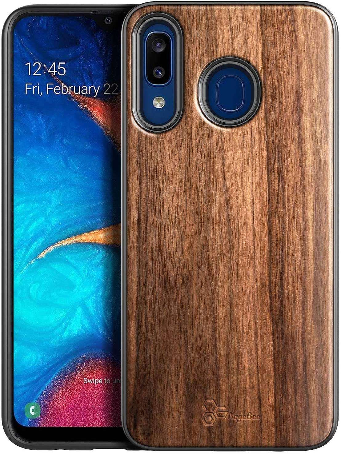 E-Began Case Compatible for Samsung Galaxy A20/A30/A50/A30s/A50 Case (6.4 inch, 2019 Release), [Real Natural Walnut Wood], Ultra Slim Protective Shockproof Phone Case (Every Piece is Unique) -Wood 1