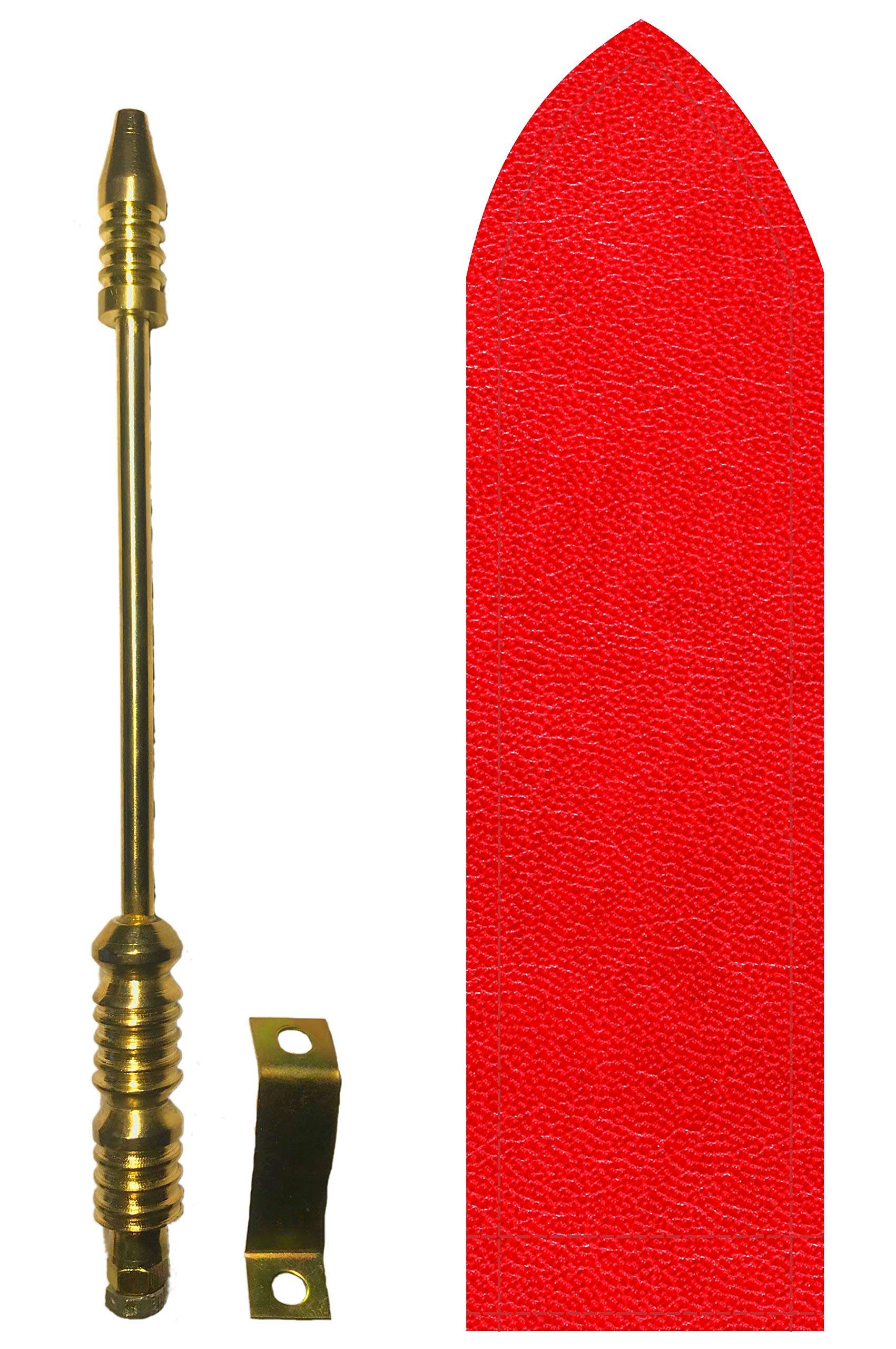 EncoreAuto Golden Car Flag Rod with Bracket and Cover (Red) for All Car Models/Judgement Rod/Corner Rod 1