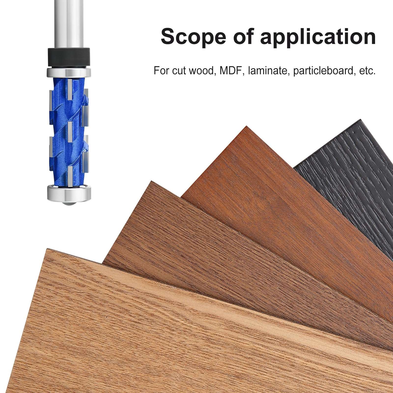 MEANLIN Flush Trim Router Bit 1/2 Inch Shank, 45mm Cutting Length Spiral Cutting Router Bit for Woodworking Trimming, Cutting Diameter: 3/4" 6