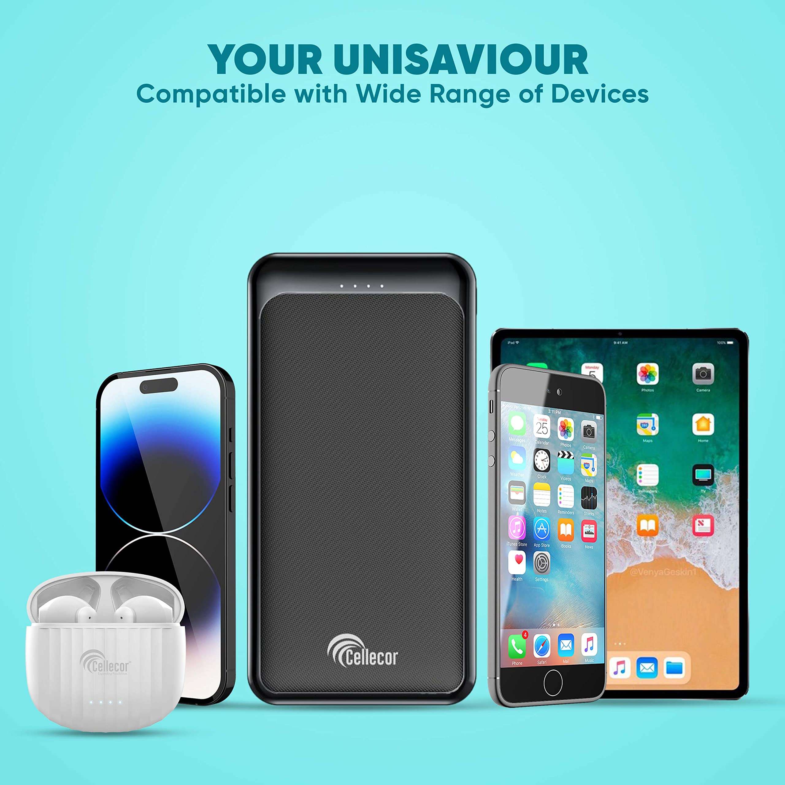 CELLECOR (CLPB-20) 20000mAH Lithium Polymer Power Bank | 18W Fast Charge | Dual USB Output | Dual Input-Type C & Micro USB | Power LEDs Indicator (Black) 6