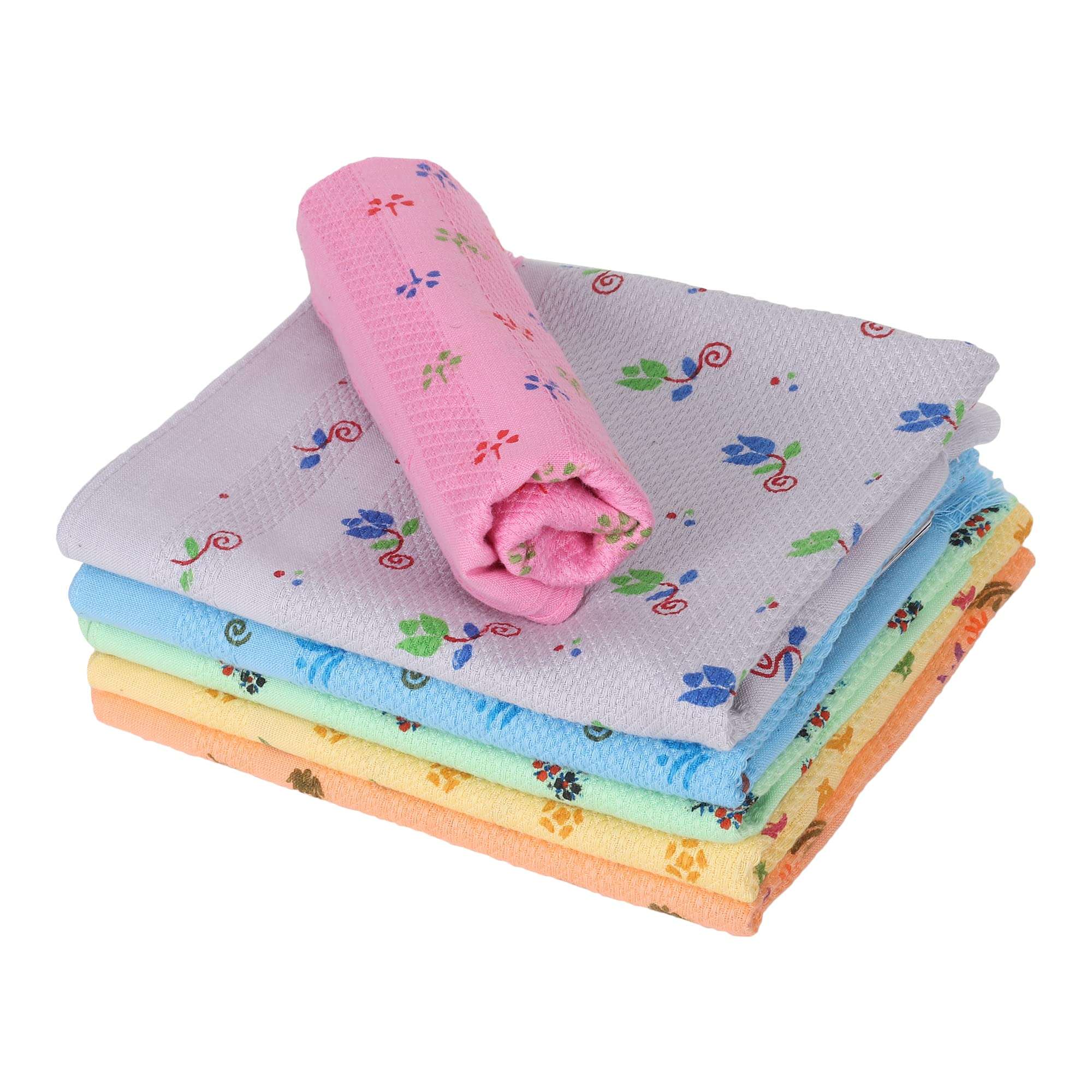 ZAHYA 6 pcs Cotton Napkin for Workout, Face, Dining | Ultra-Light Weight ~27 GMS | Colour Floral 1