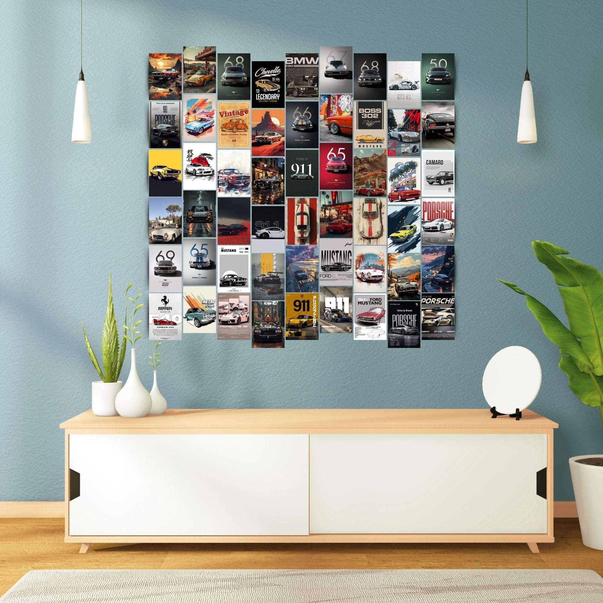 Posters Inc Vintage Car Wall Posters Set of 54 A6 (4x6 Inch) Mini Prints | Classic Retro Car Collage Kit for Room, Garage & Office | 300 GSM Matte Photo Paper, Glue Dots Included | Antique Automobile Wall Art Decor 3