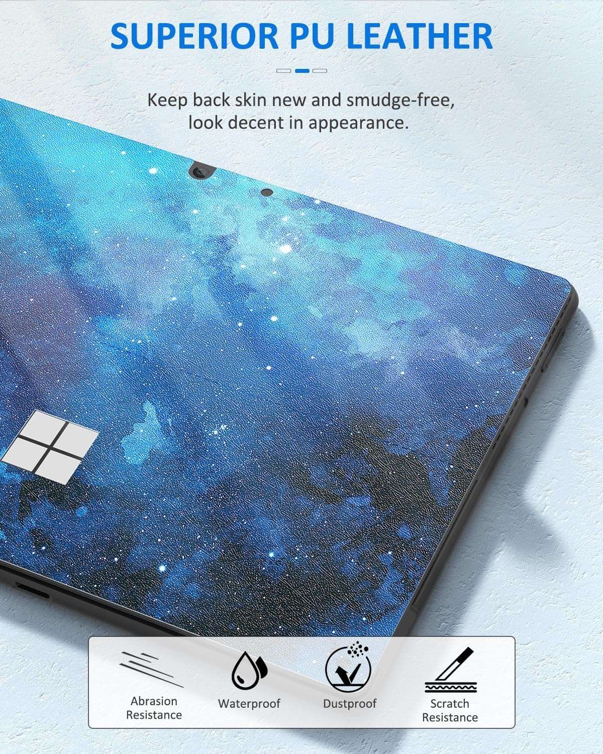 MoKo Tablet Back Skin Stick Decal for Microsoft Surface Pro 9 2022 / Pro 8 2021 Release Tablet - 13 Inch, PU Leather Protective Decal Body Skin Cover for Surface Pro 9/8 13", BlueStarrySky 4
