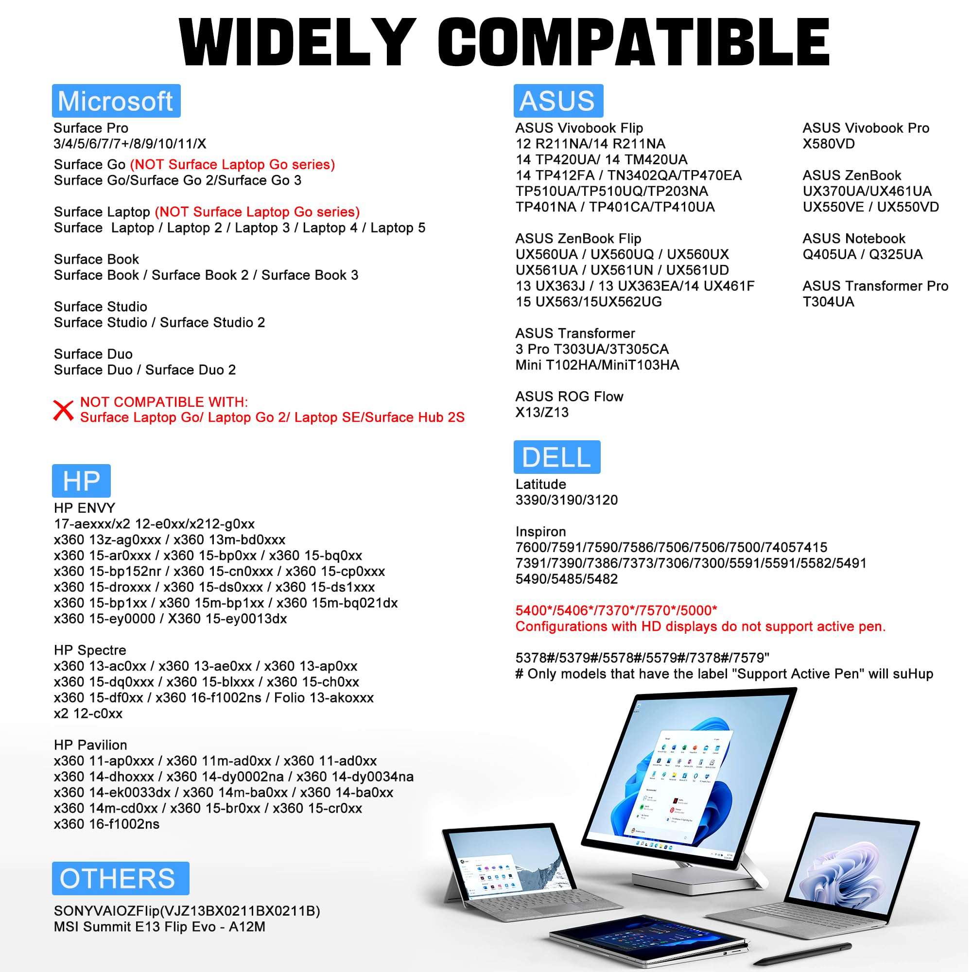 Stylus Pen for Microsoft Surface, 30mins Fast Charging Surface Pro Pen for Surface Pro 9/10/11/8/X/7/7 plus/6/5/4/3, Surface Book/Laptop/Go/Studio, Palm Rejection, 4096 Pressure Sensitivity,Magnetic 3